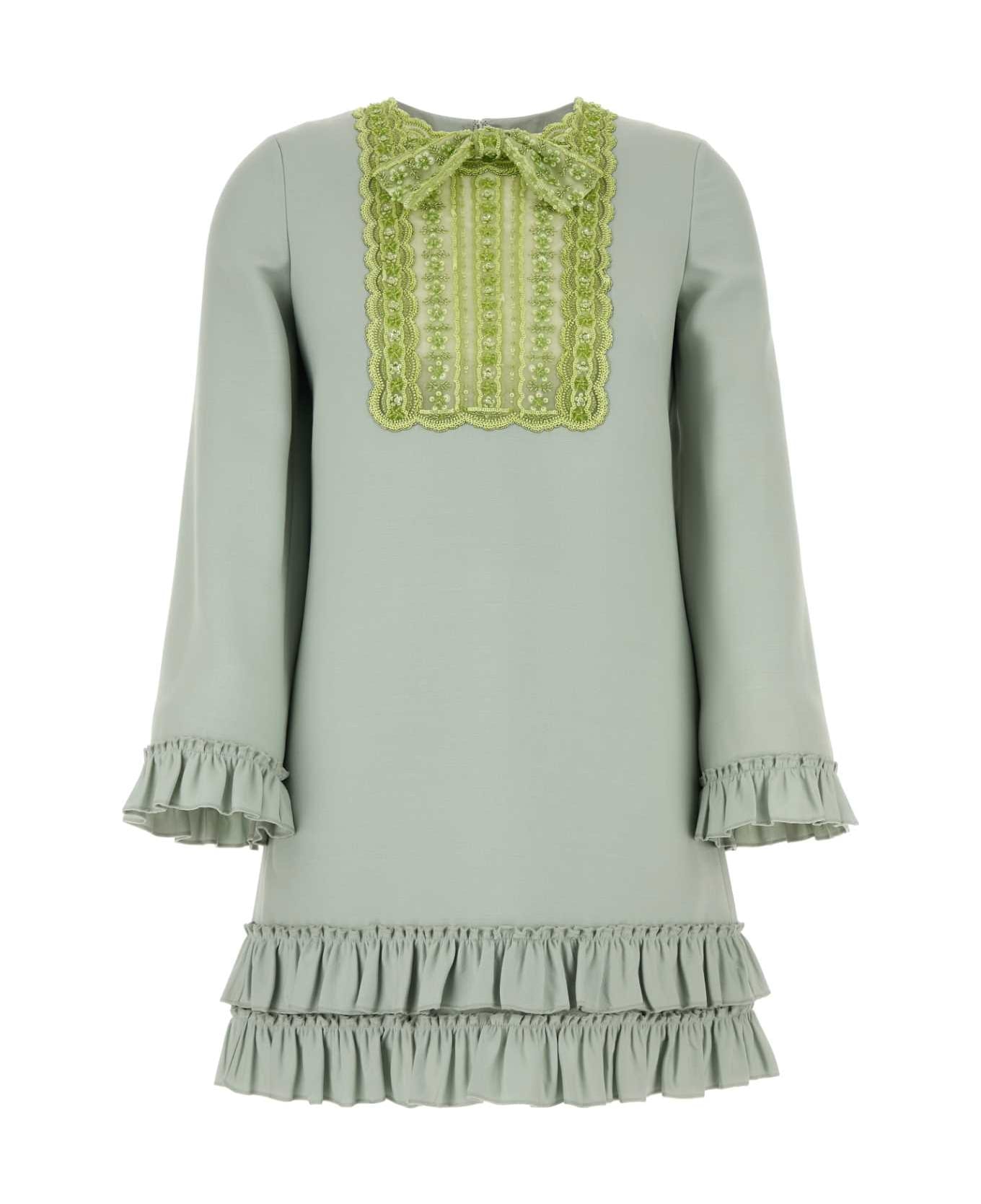 Valentino Garavani Mint Green Wool Blend Mini Dress - DIRTYSAGEEMERALD