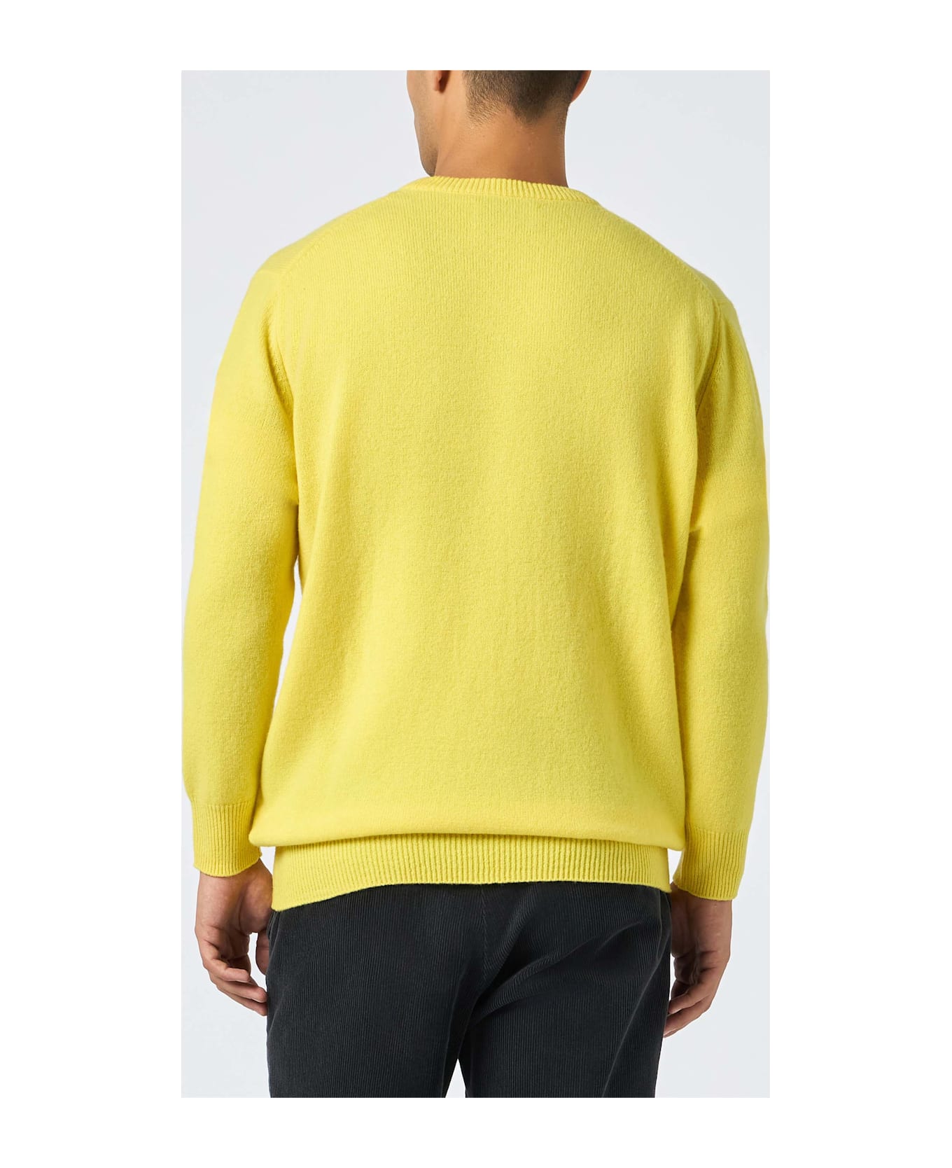 MC2 Saint Barth Man Crewneck Yellow Sweater With St. Barth Embroidery - YELLOW