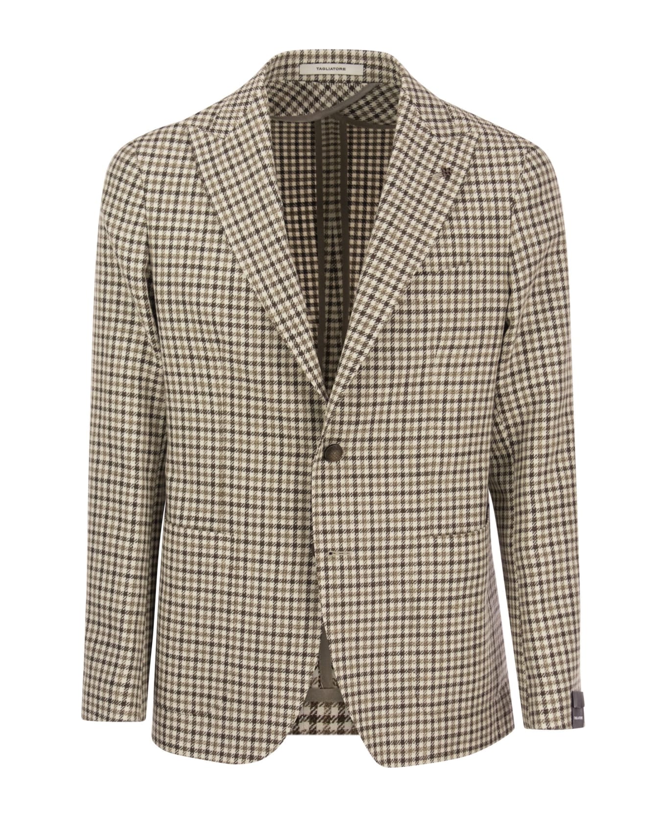 Tagliatore Jacket With Checked Pattern - Sand
