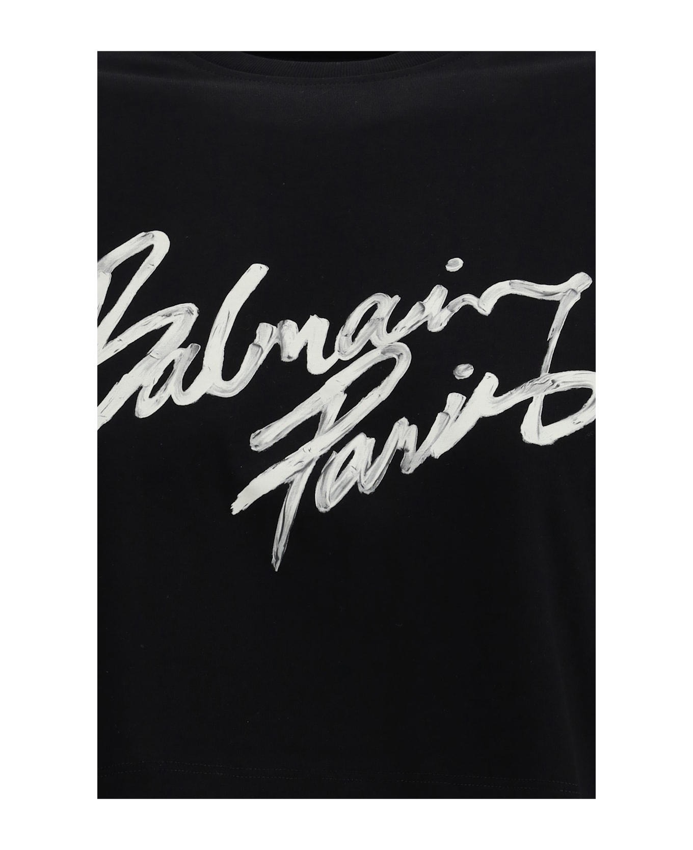 Balmain Brush Print Boxy Cropped T-shirt