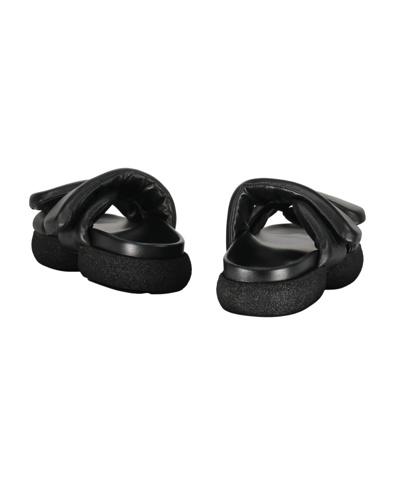 Dries Van Noten Leather And Rubber Slides - black