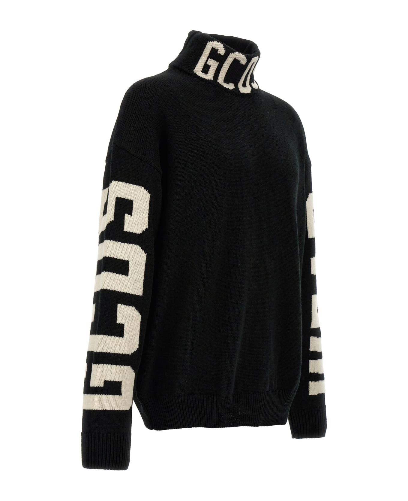 GCDS Jacquard Logo Sweater - White/Black