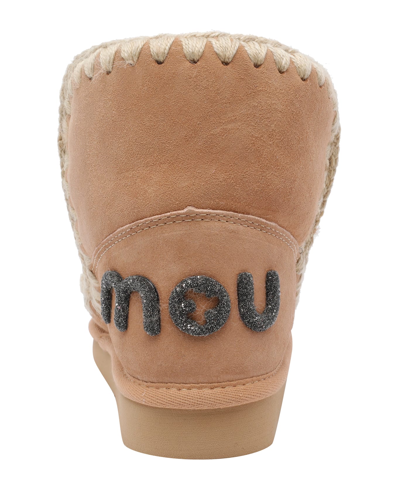 Mou Suede Eskimo Glitter Logo Booties - Brown