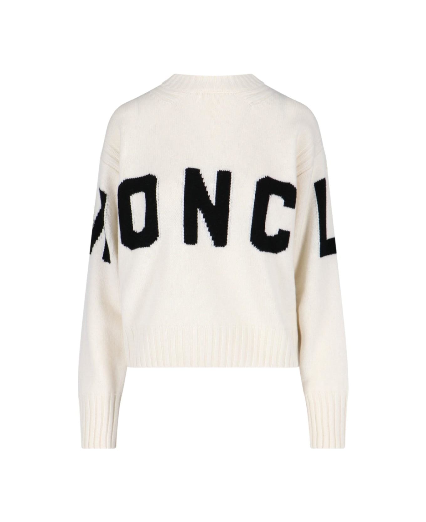 Moncler Logo Crew Neck Sweater - Bianco