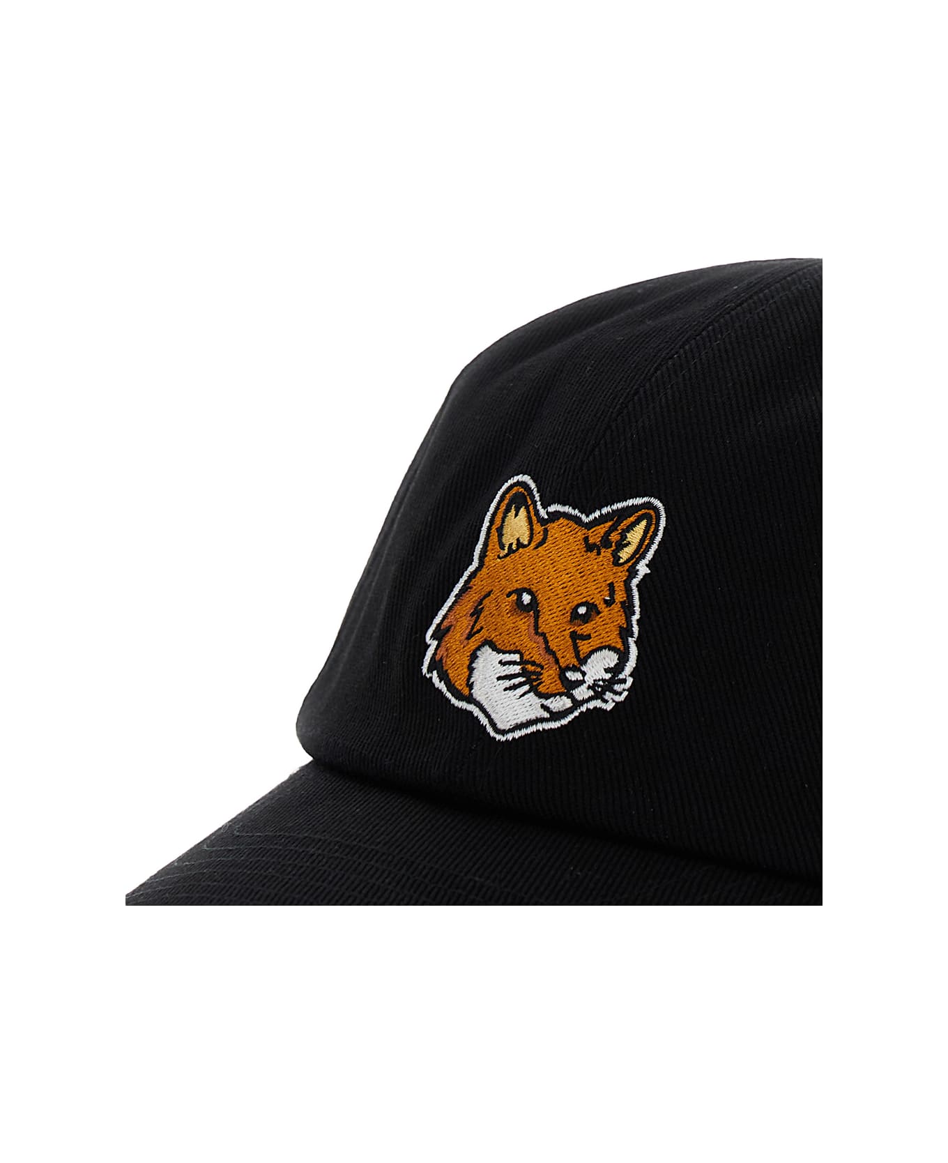 Maison Kitsuné Black Baseball Cap With Fox Head Patch In Cotton Woman - Black