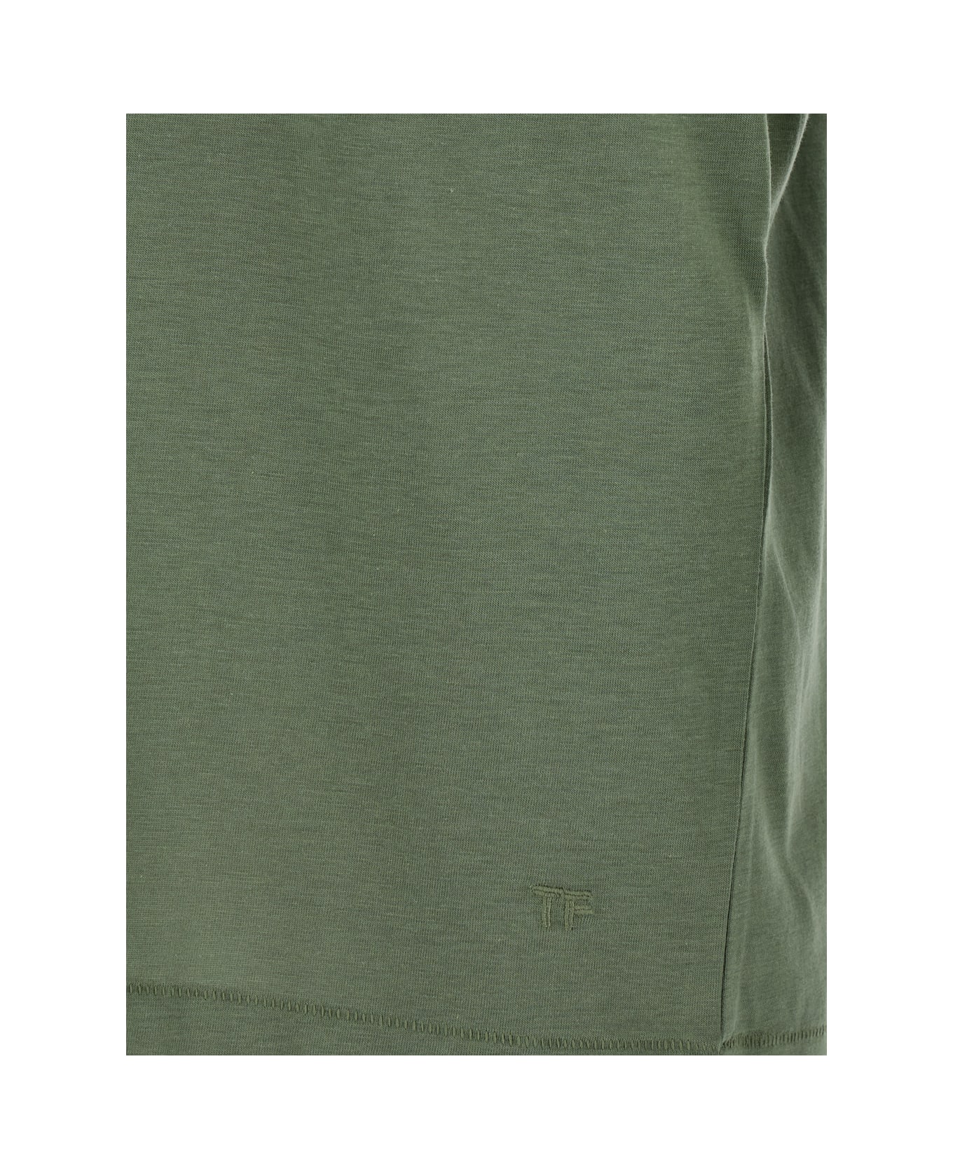 Tom Ford Green Crewneck T-shirt In Cotton Blend Man - Green