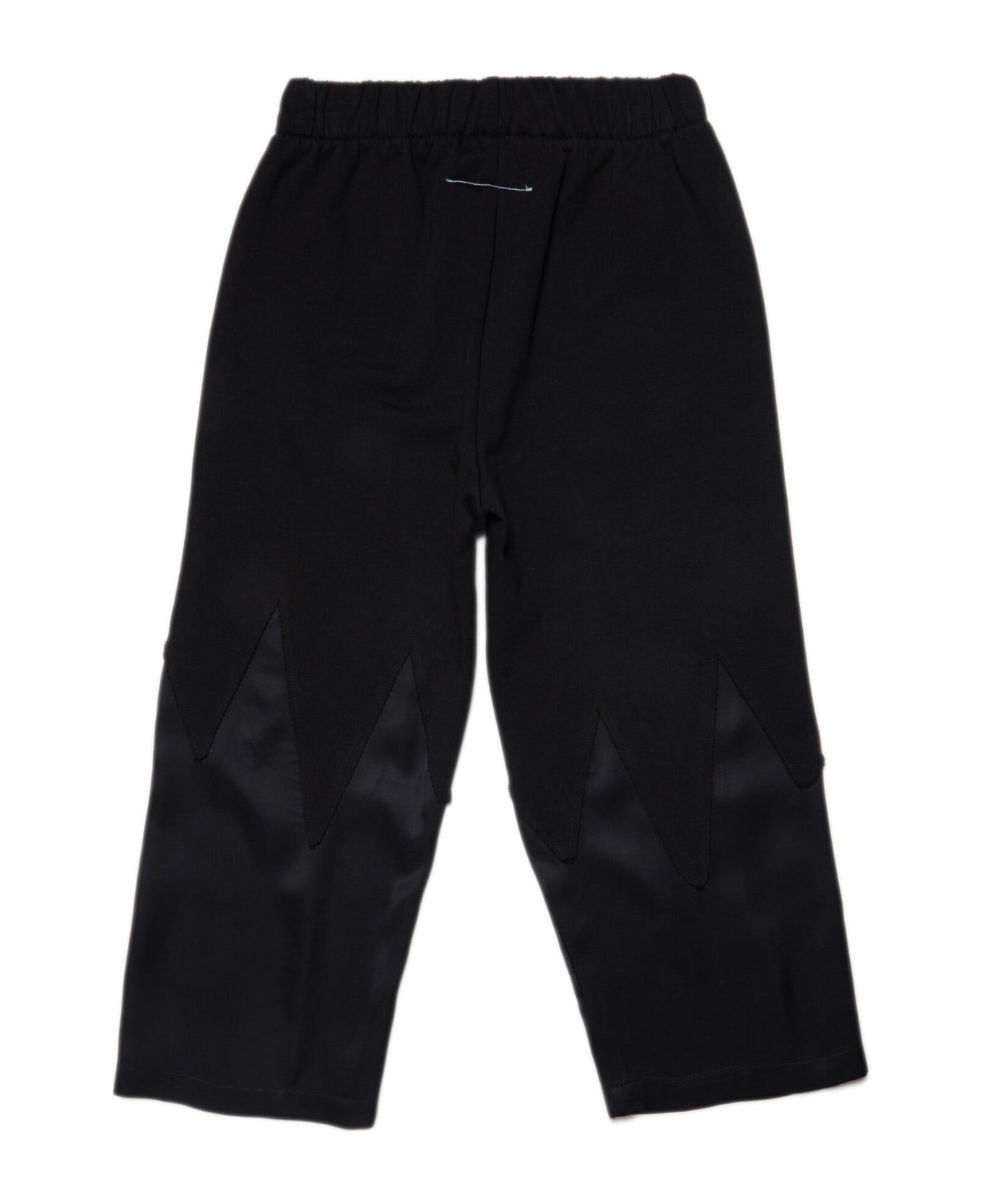 MM6 Maison Margiela Mm6p60u Trousers Maison Margiela Black Fleece Pants With Satin At The Bottom - Black