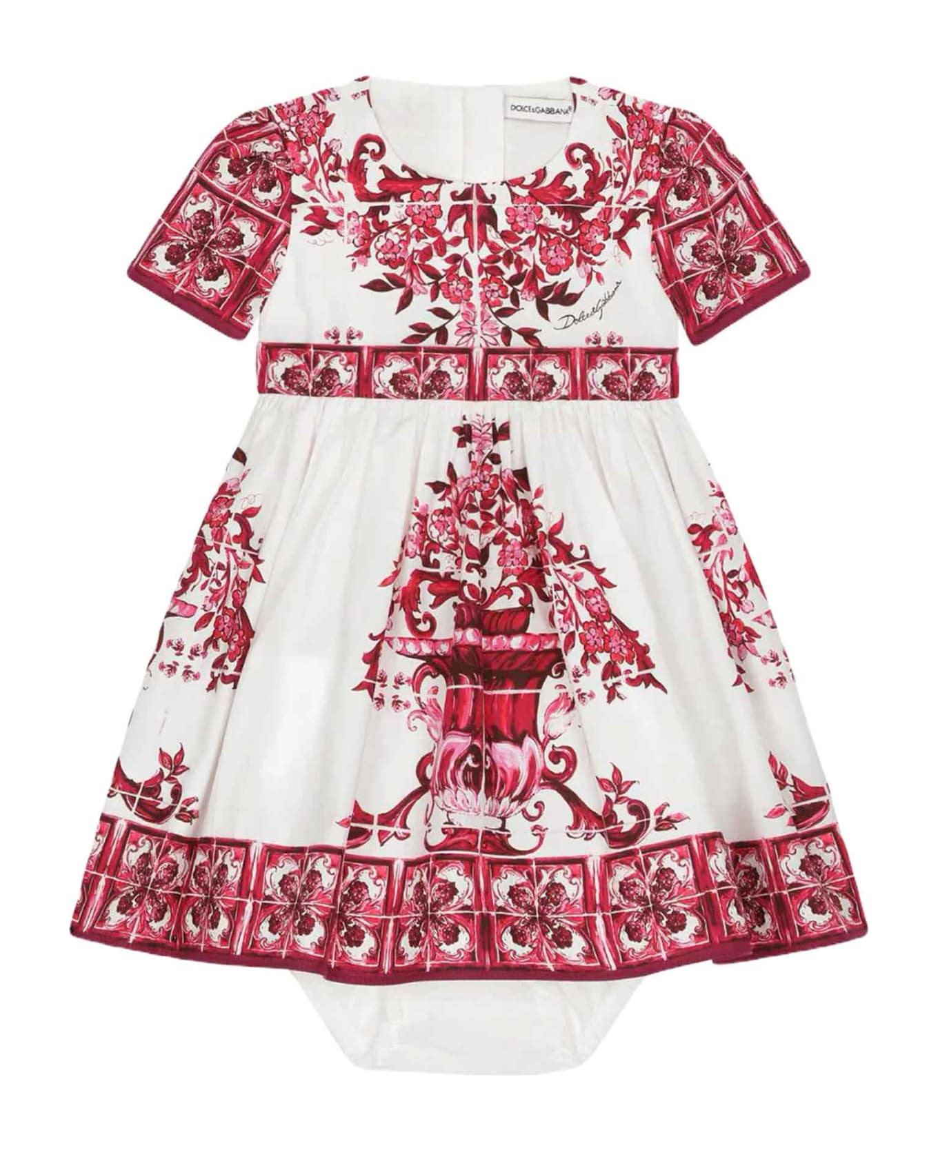 Dolce Petit & Gabbana White/red Dress Baby Girl - Bianco