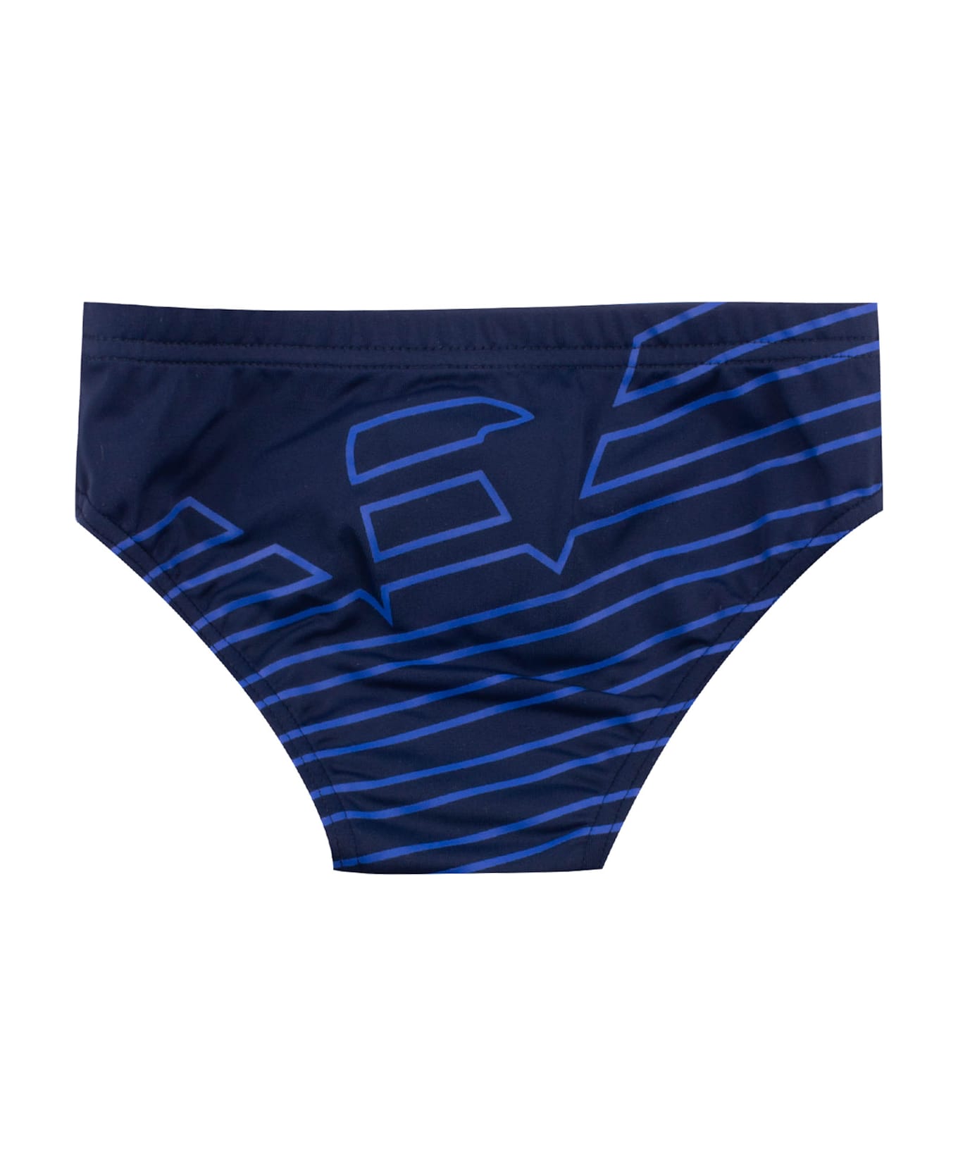 Emporio Armani Slip Swimsuit With Maxi Logo - Blue