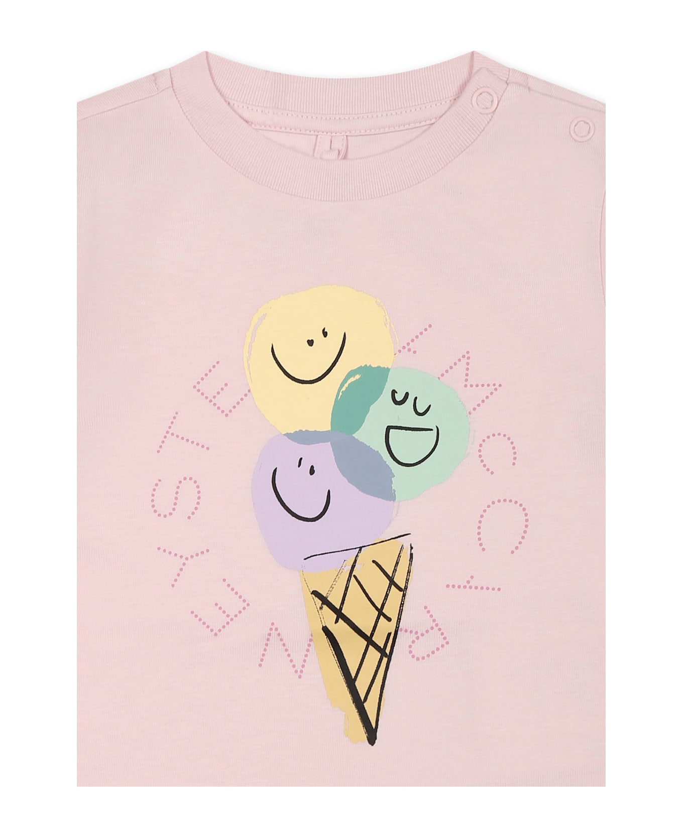 Stella McCartney Kids Pink T-shirt For Baby Girl With Ice Cream - Pink