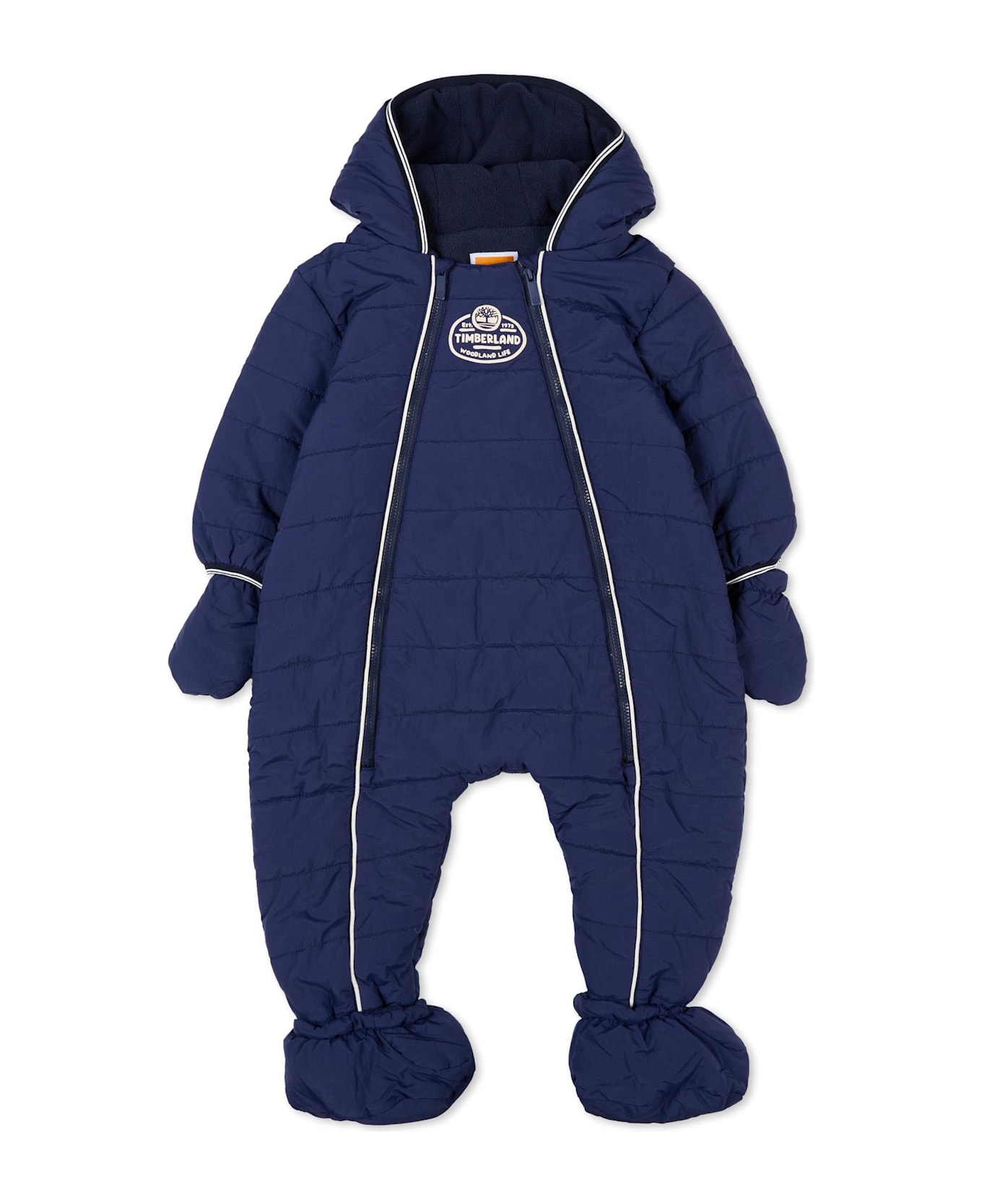 Timberland Blue Snowsuit For Baby Boy With Logo - Blue