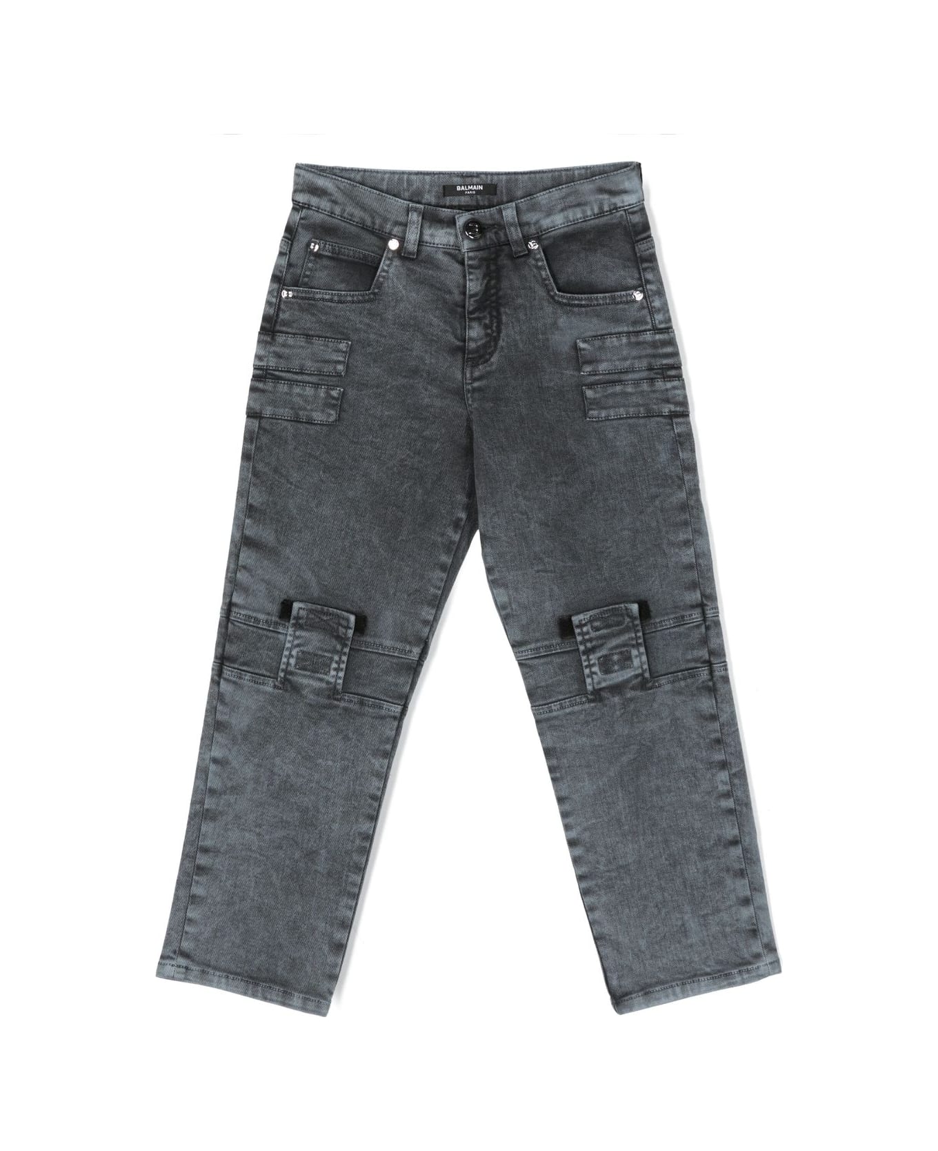 Balmain Slim Jeans With Inserts - Gray