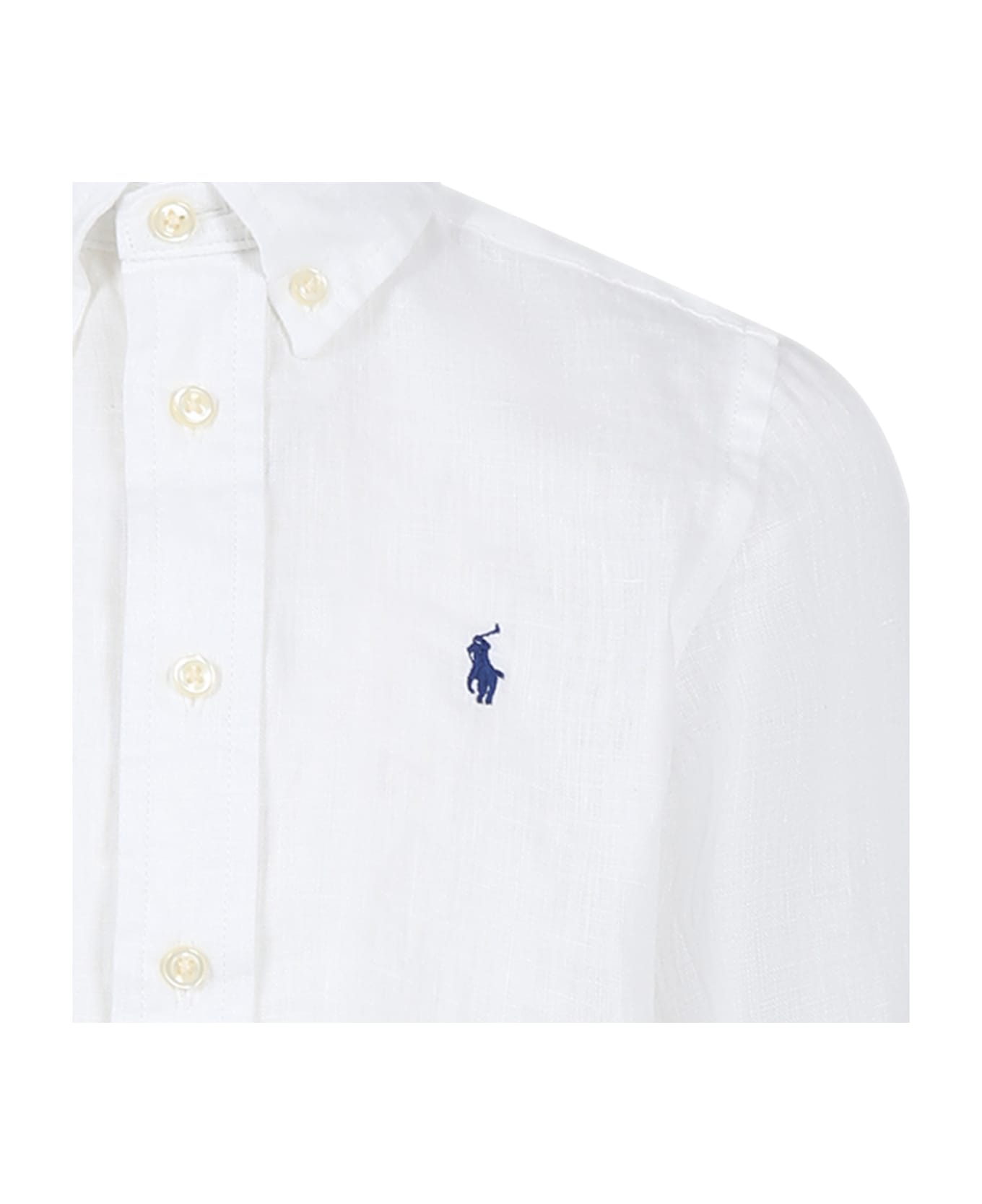Ralph Lauren White Shirt For Boy With Pony - White