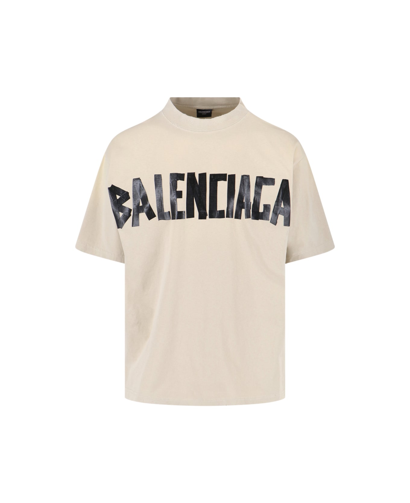 【完売間近】バレンシアガ BALENCIAGA Tape Type T シャツ ホワイト の ウィメンズ Security Tape Logo Tシャツ オーバー