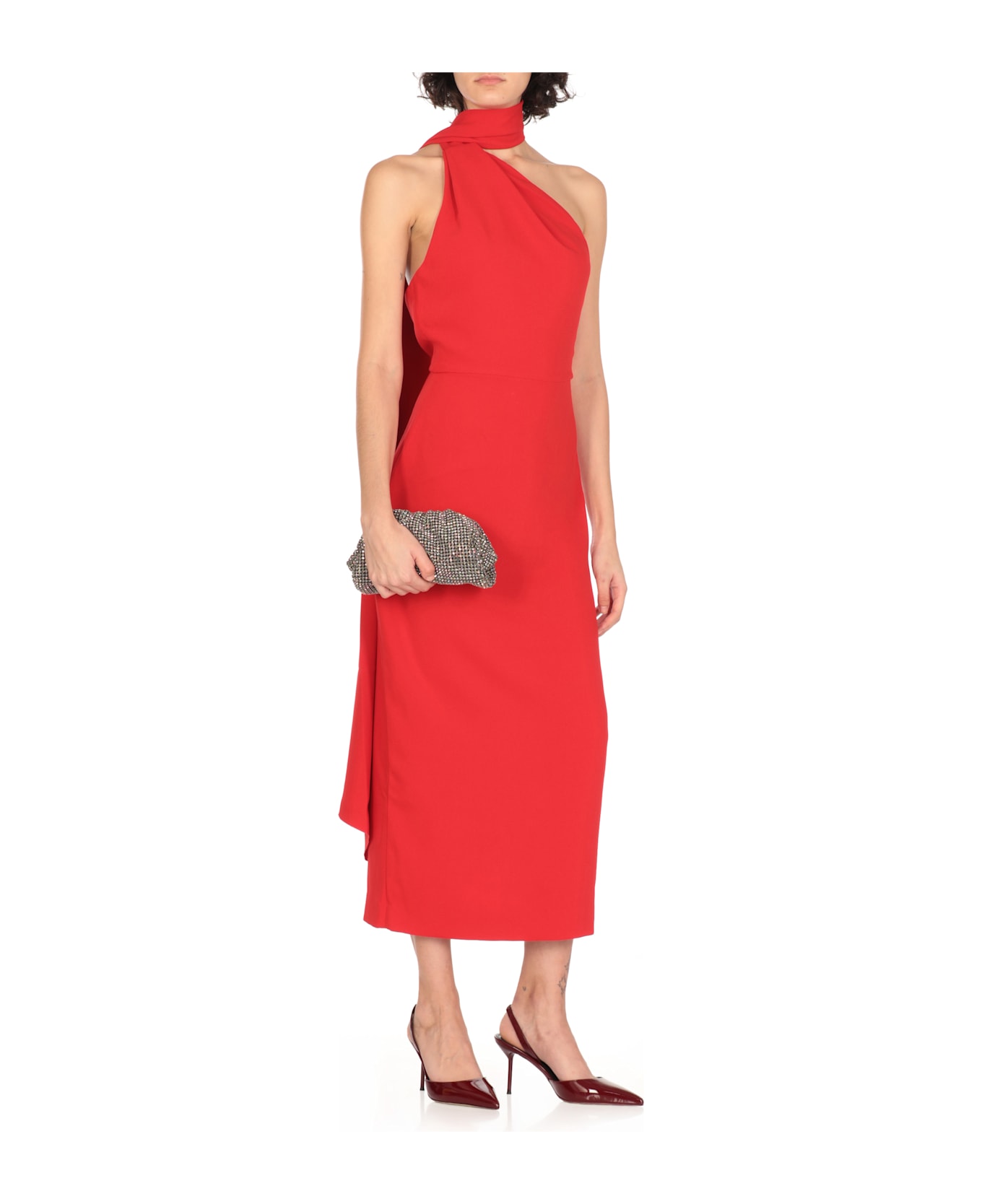 Solace London Samira Midi Dress - Red