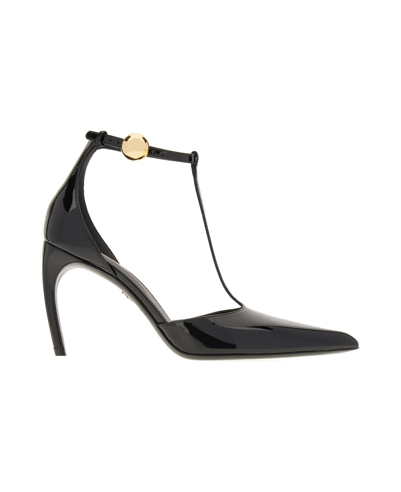 Ferragamo Black Leather T-strap Pumps - Nero