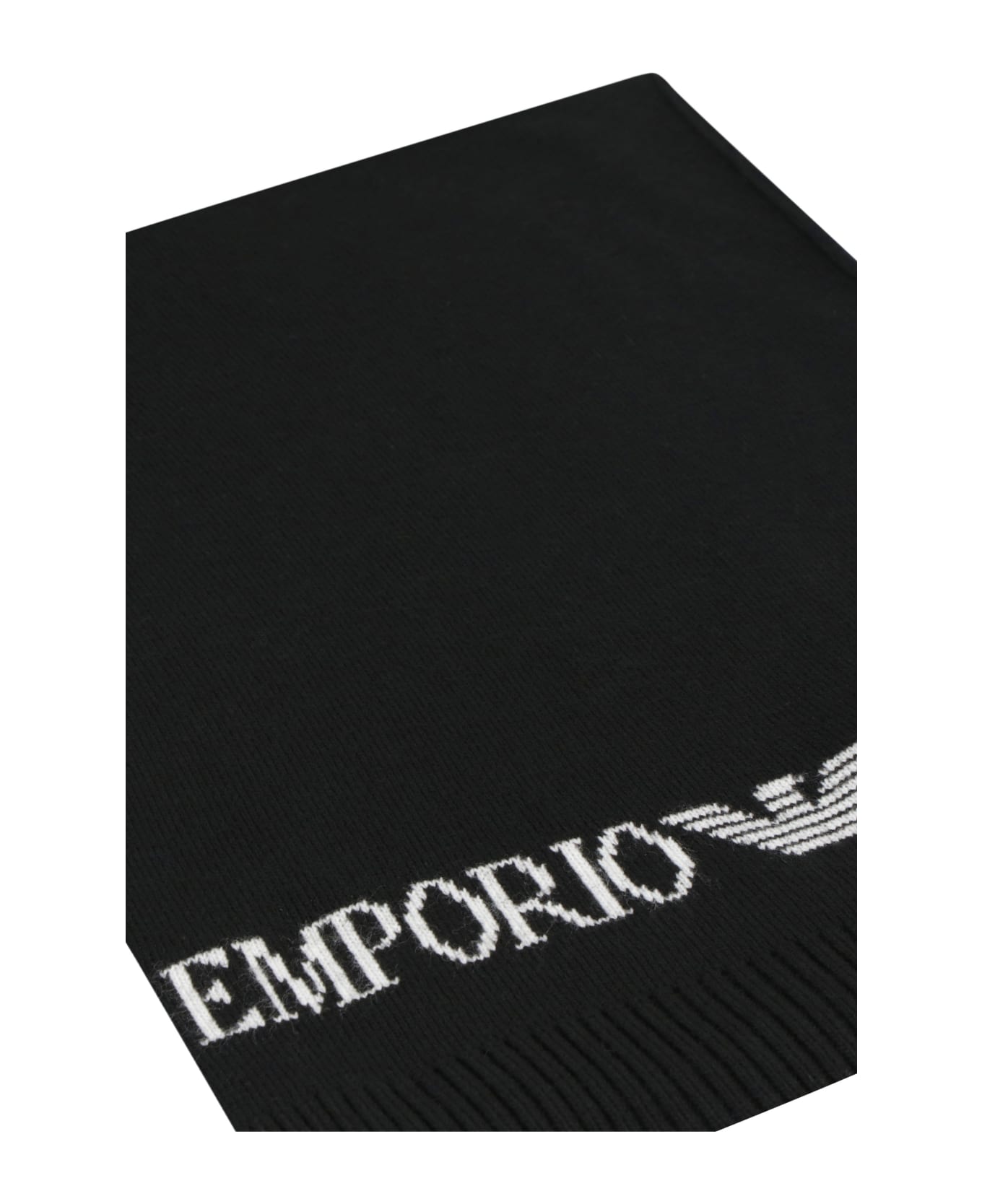 Emporio Armani Knit Beanie And Scarf Set - black