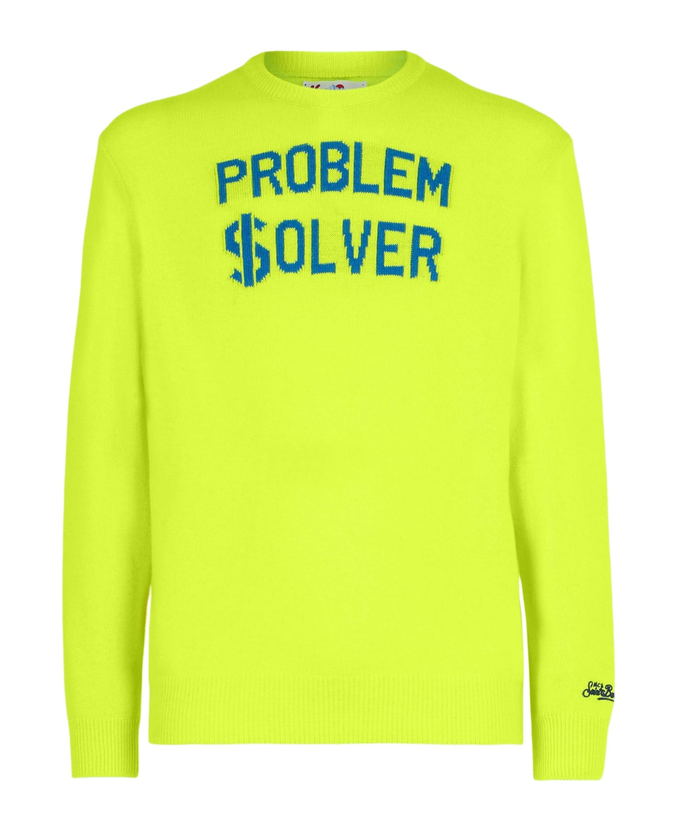 MC2 Saint Barth Man Fluo Yellow Sweater With Problem $olver Print - YELLOW