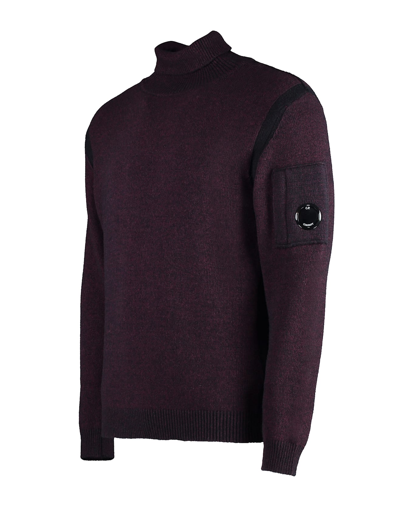 C.P. Company Long Sleeve Wool Turtleneck Sweater - Red-purple or grape