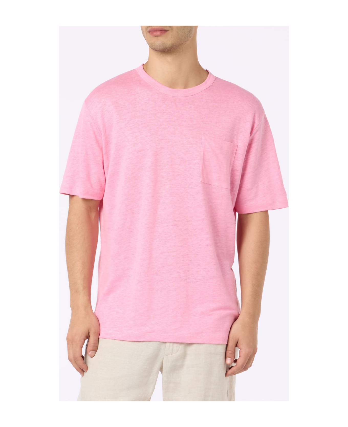 MC2 Saint Barth Man Pink Linen Jersey T-shirt Ecstasea With Pocket - PINK
