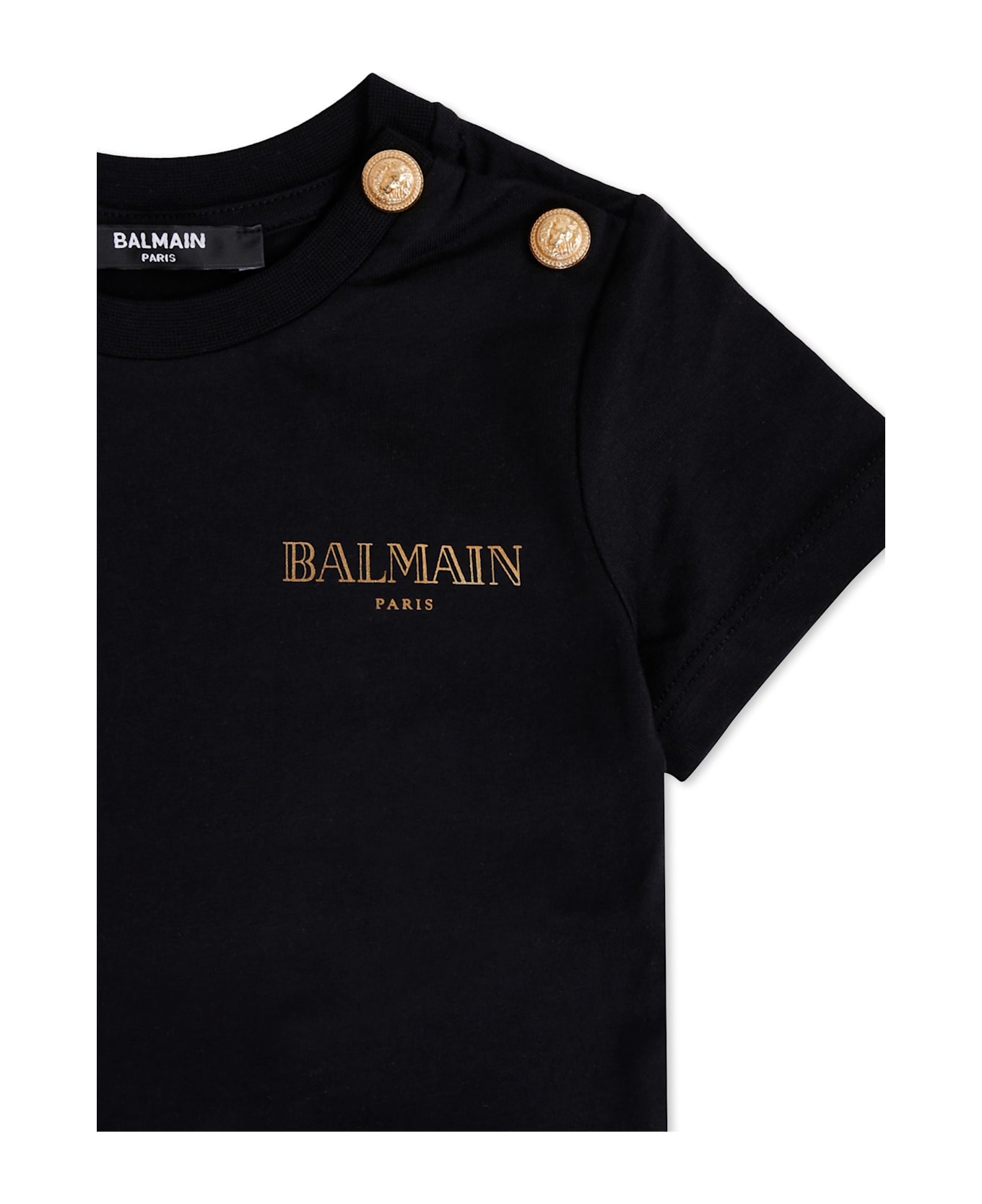 Balmain Black T-shirt For Baby Girl With Logo - Black