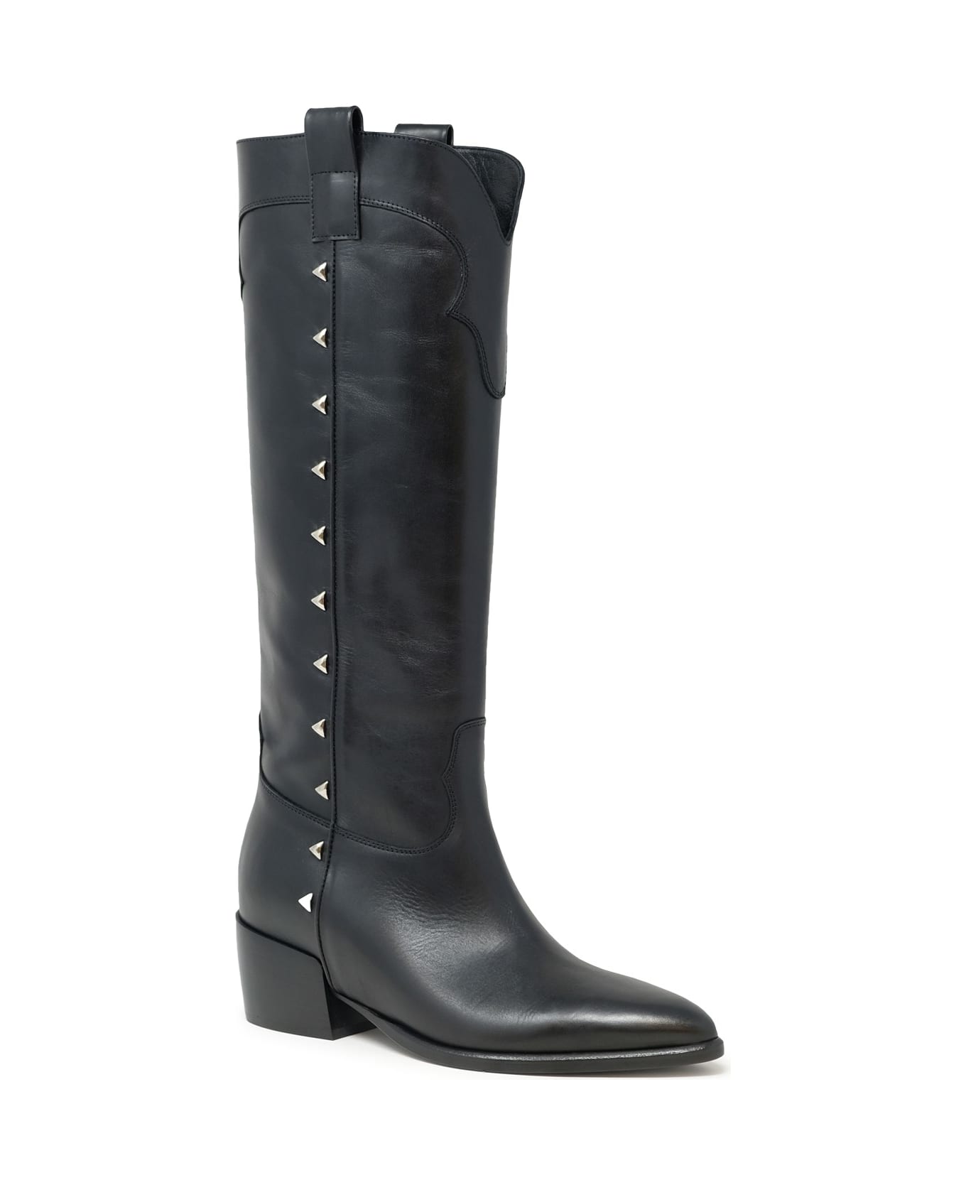 Elena Iachi Black Leather Yvette Ankle Boots