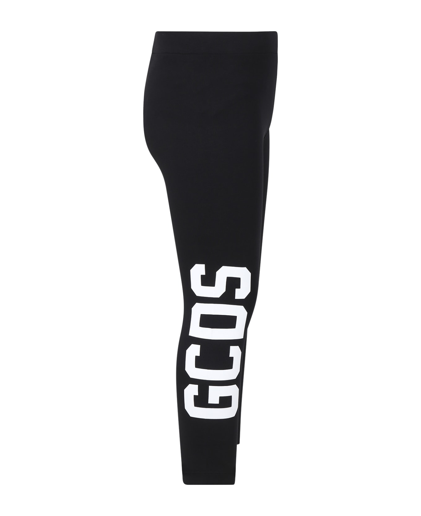 GCDS Mini Black Leggings For Girl With Logo - Black ボトムス