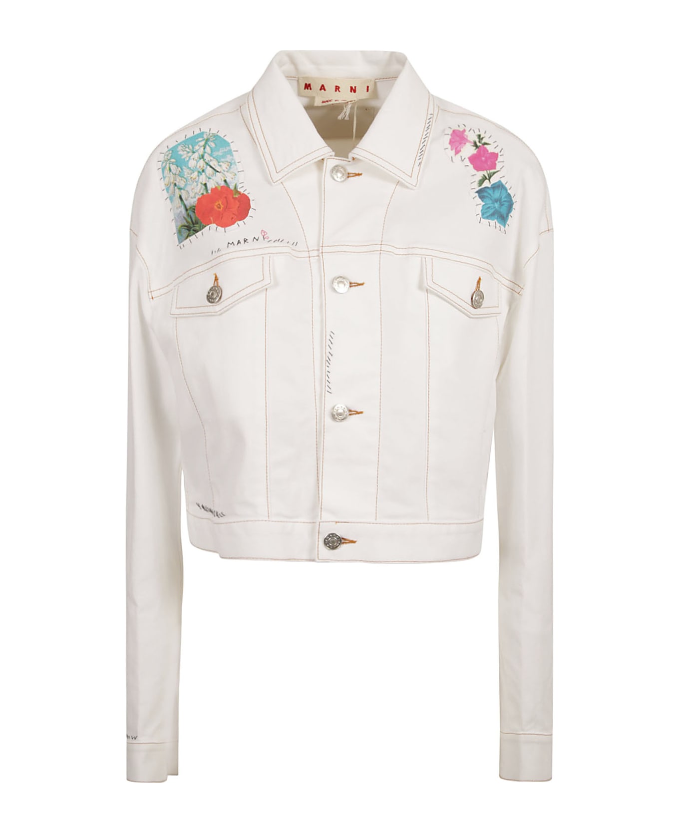 Marni Short Denim Buttoned Jacket - WHITE コート＆ジャケット