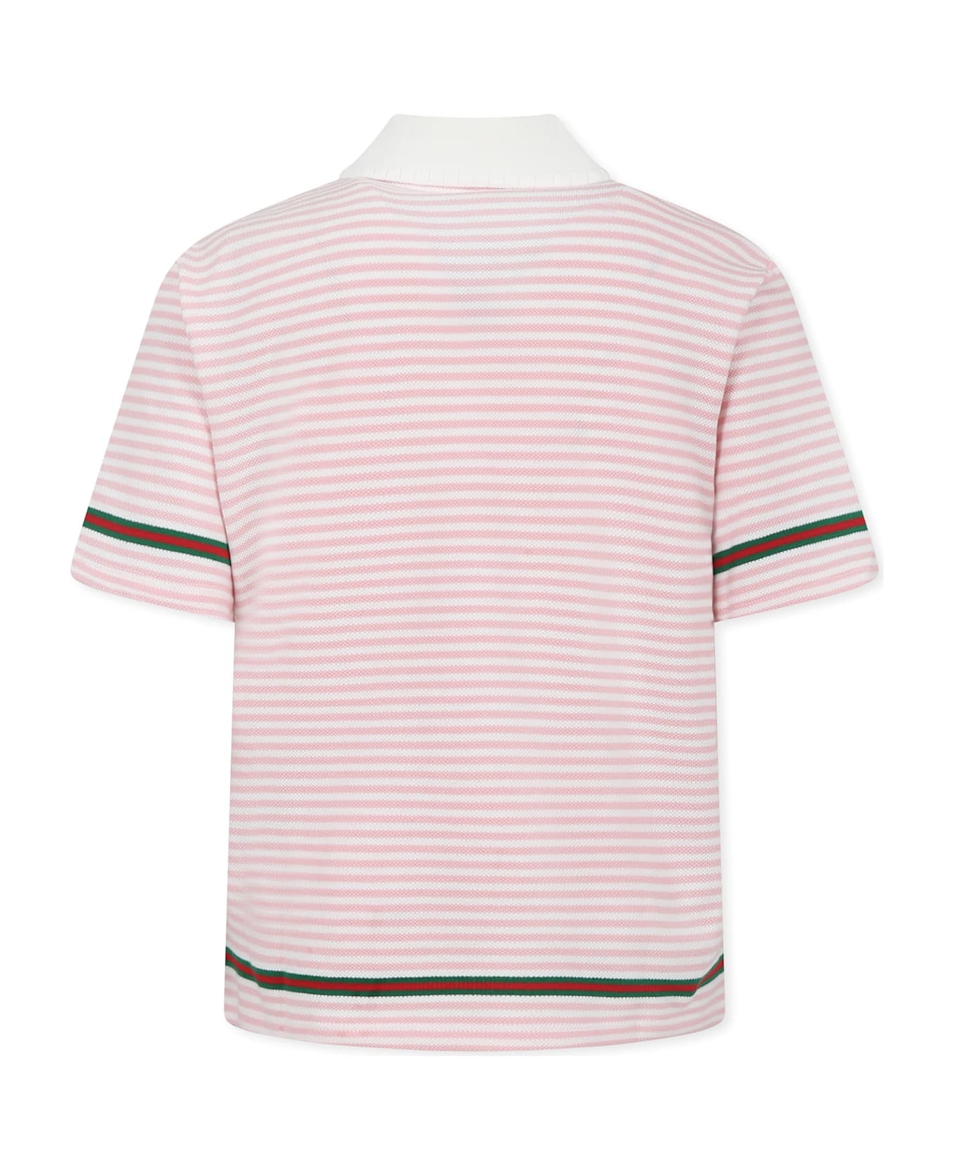 Gucci Pink Polo Shirt For Girl With Logo - Pink
