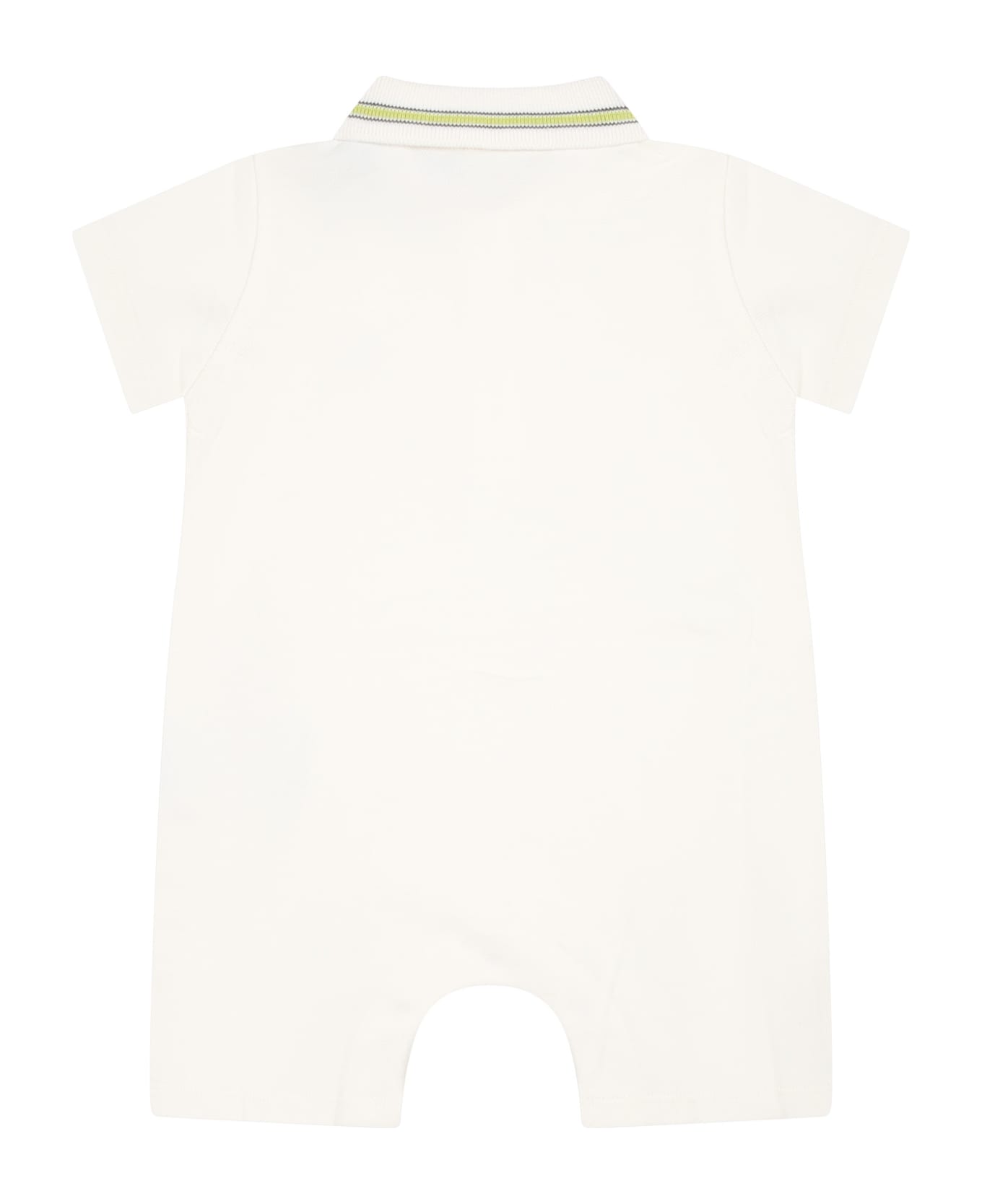 Moncler White Romper For Baby Kids With Logo - White
