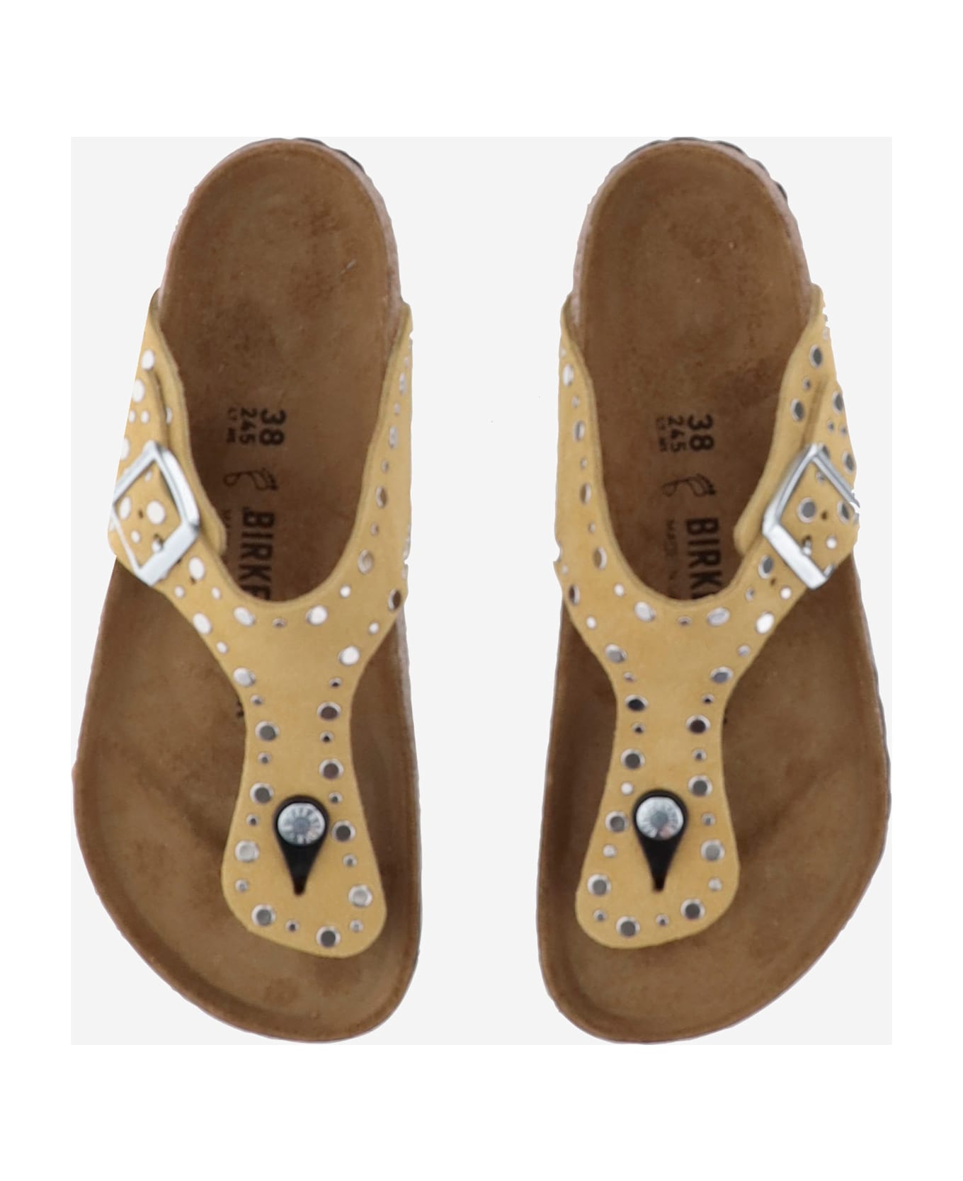 Birkenstock Gizeh Rivet Suede Sandals - Ochre