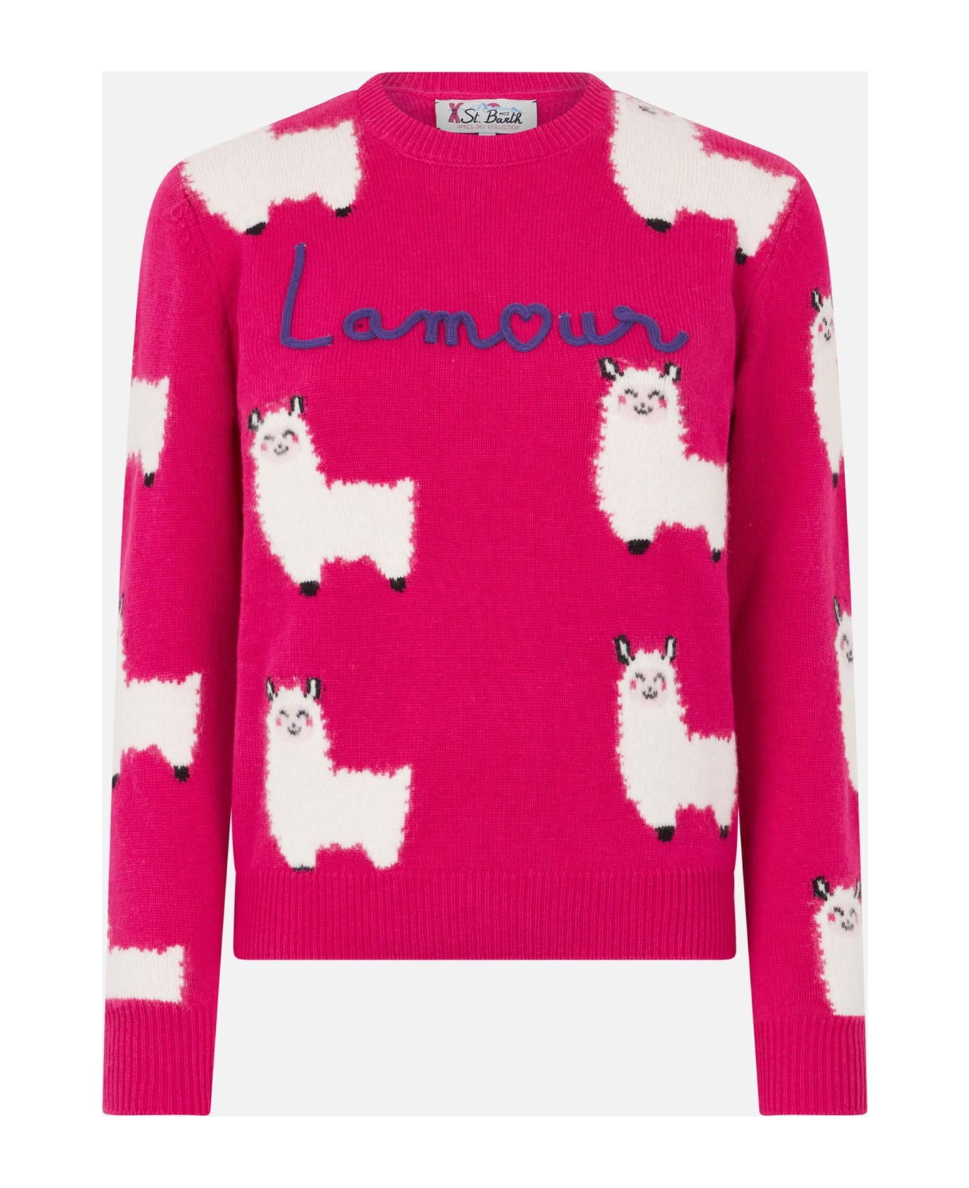 MC2 Saint Barth Woman Crewneck Sweater With L
am<3ur Embroidery - PINK