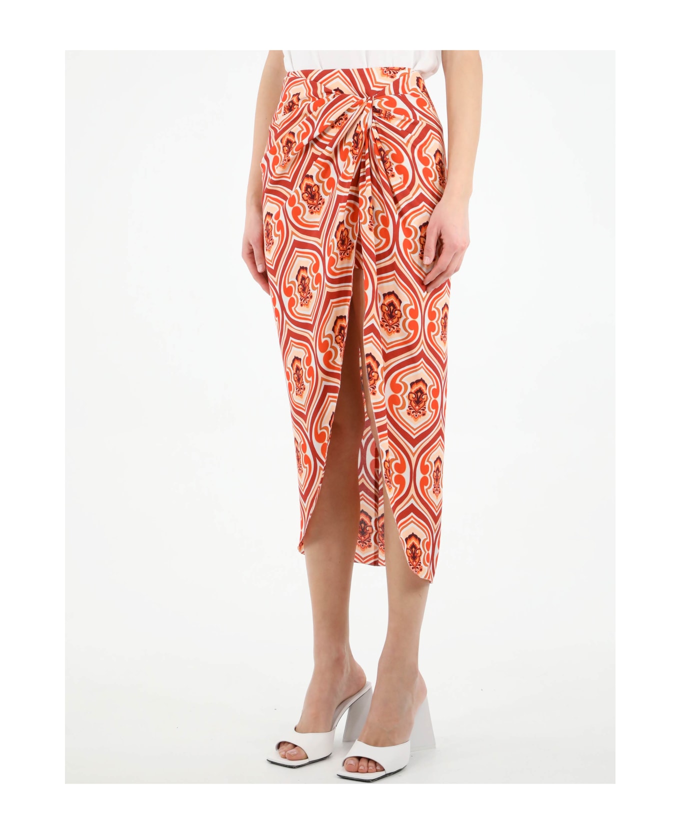 Etro Sarong Skirt With Graphic Print - ORANGE