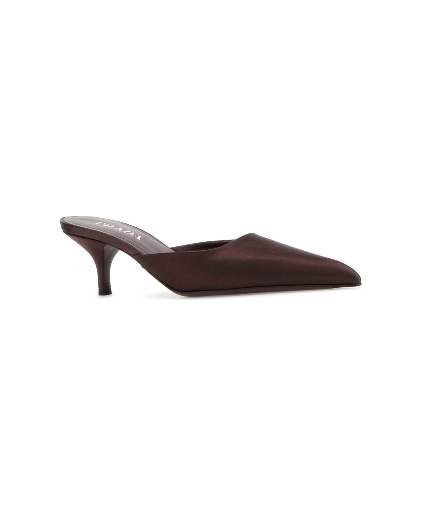 Prada Burgundy Satin Mules - BORDEAUX