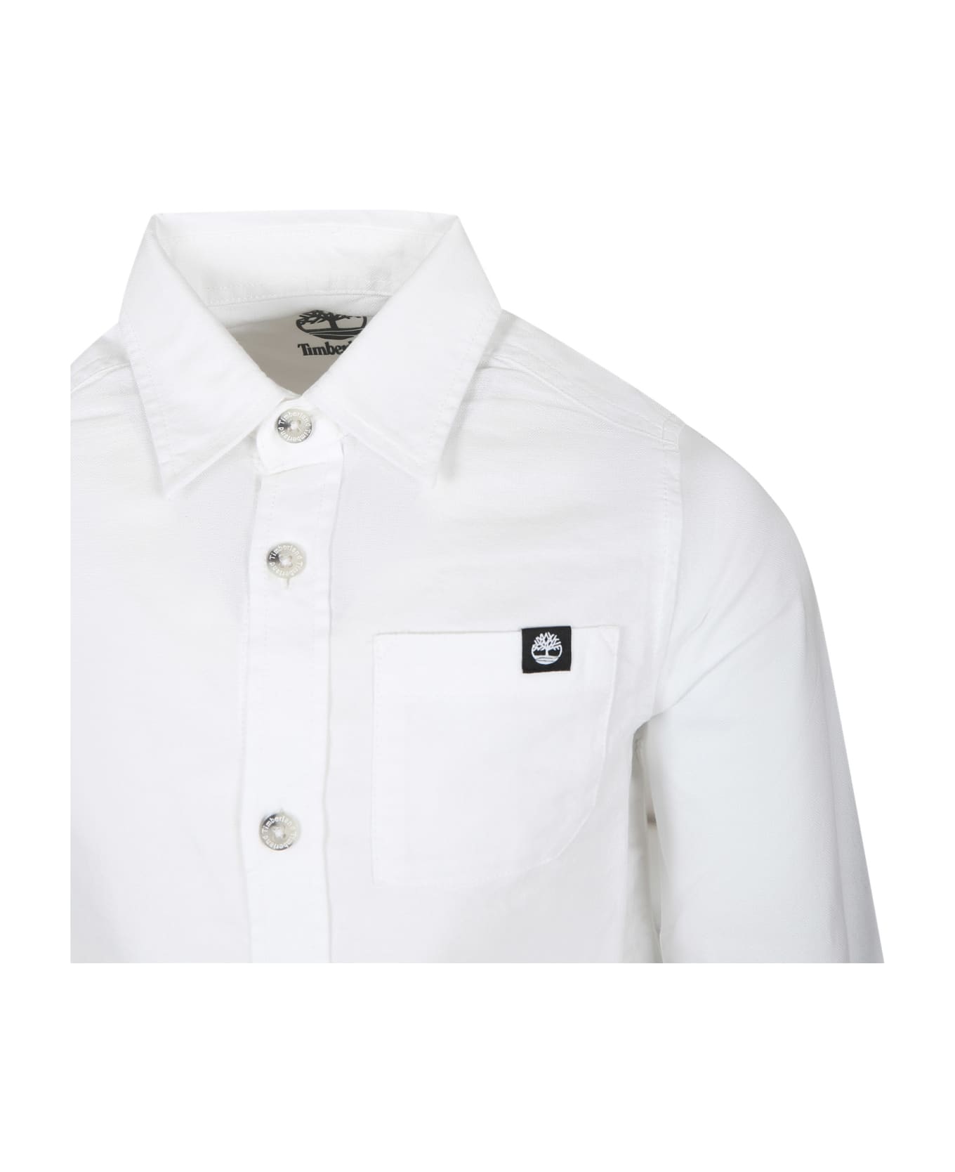 Timberland White Shirt For Boy With Logo - White