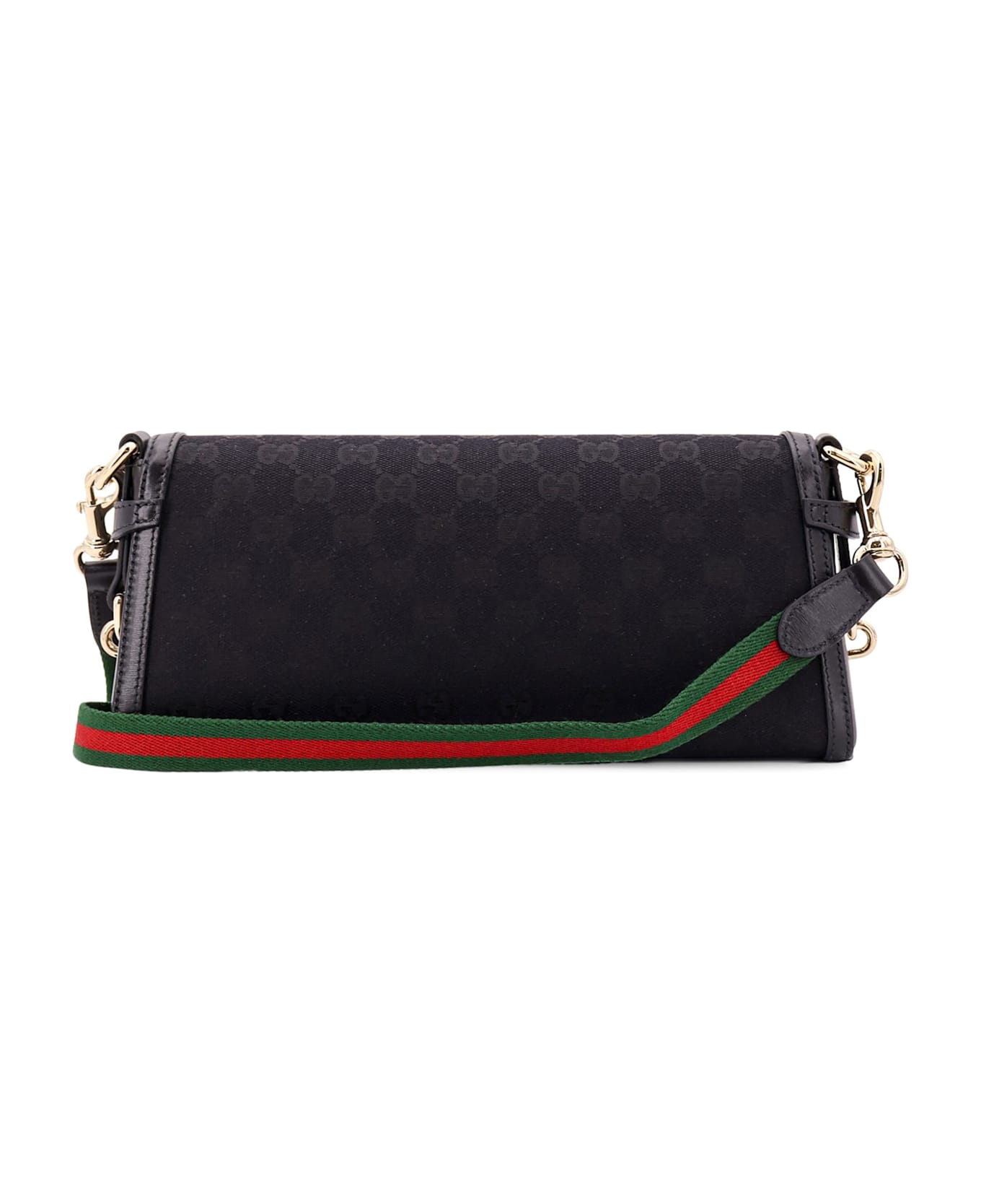 Gucci Original Gg And Leather Shoulder Bag - Black