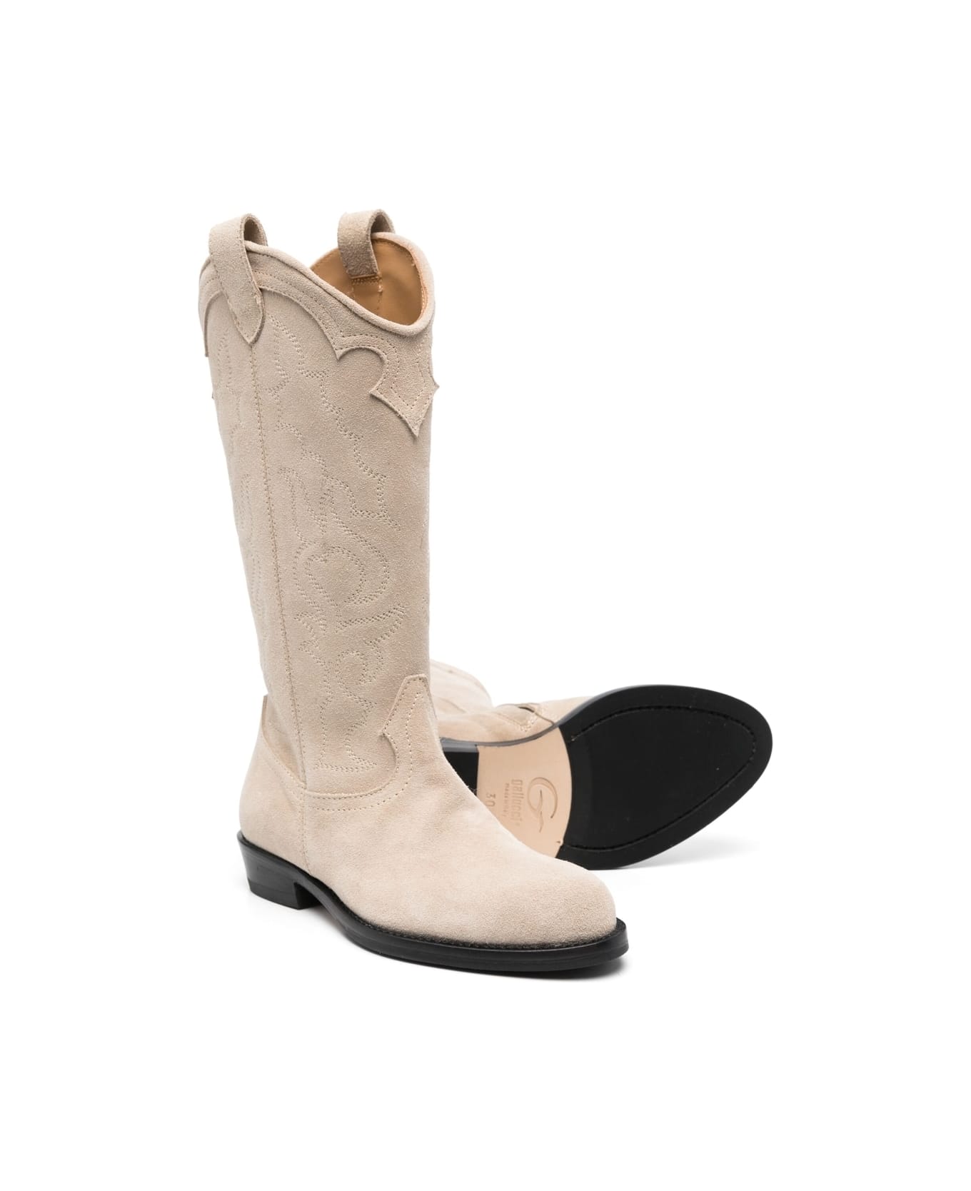Gallucci Leather Cowboy Boots - Beige