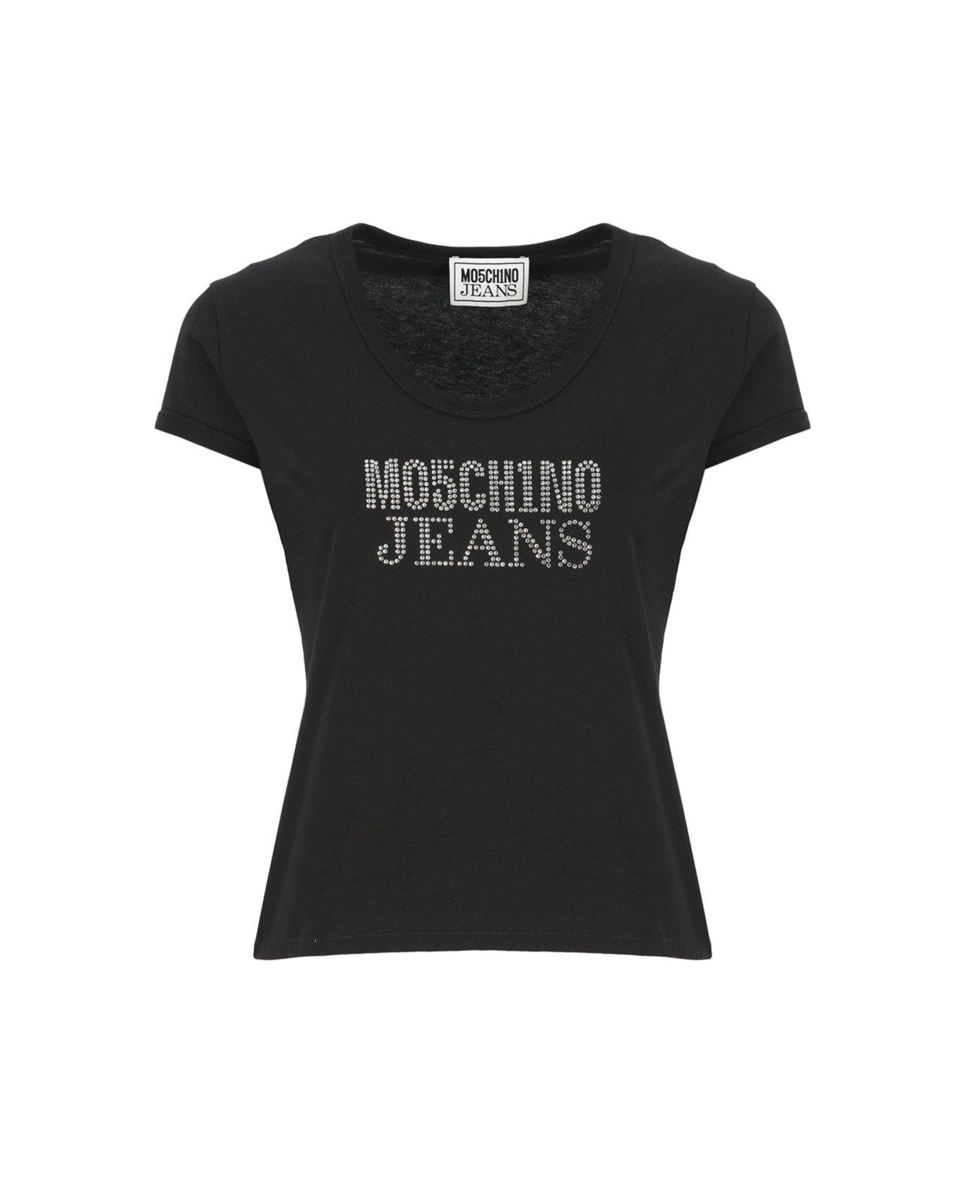 Moschino Jeans Logo-embellished Crewneck T-shirt - Black