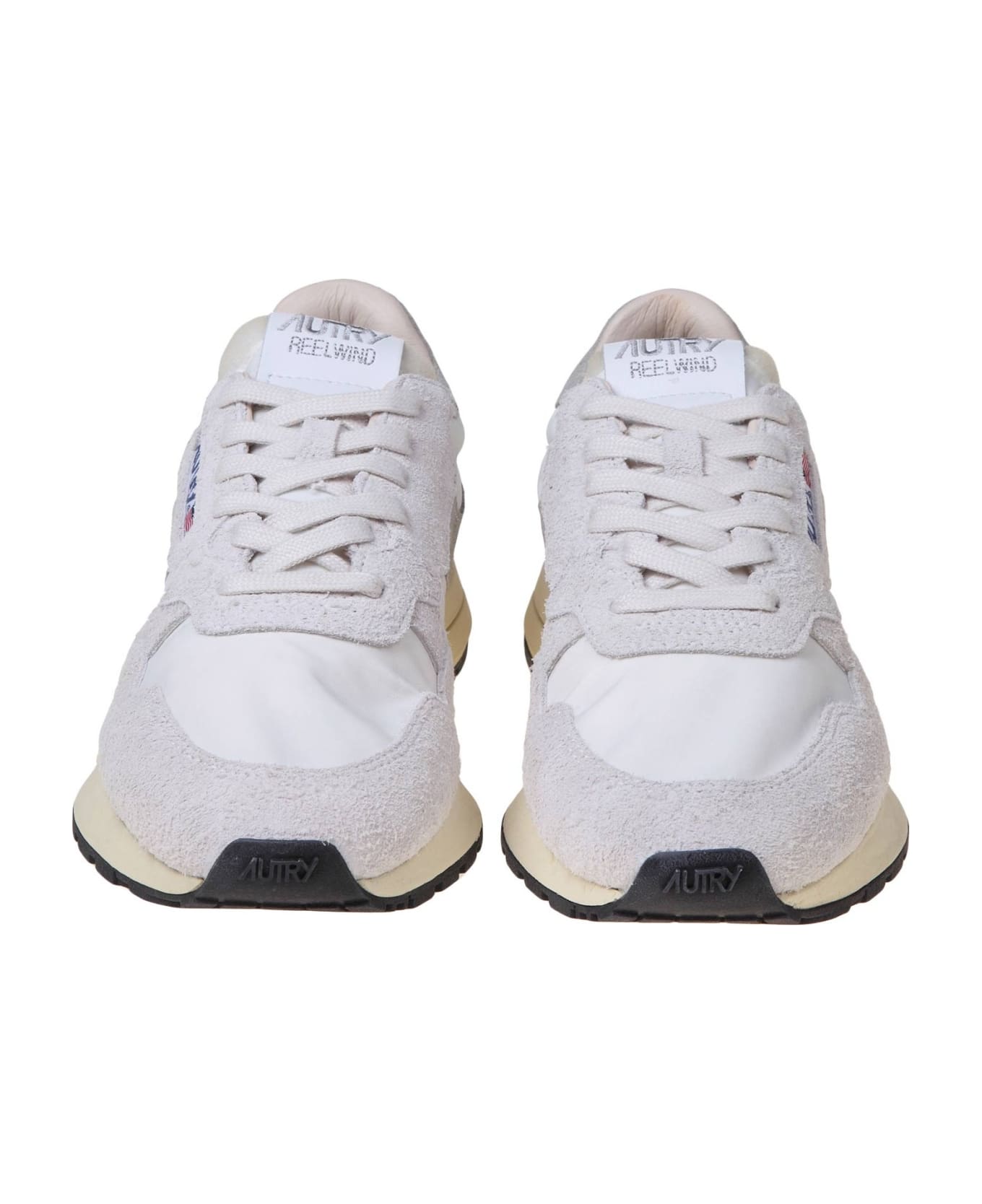 Autry Reelwind Low Sneakers In White Suede And Nylon - WHITE