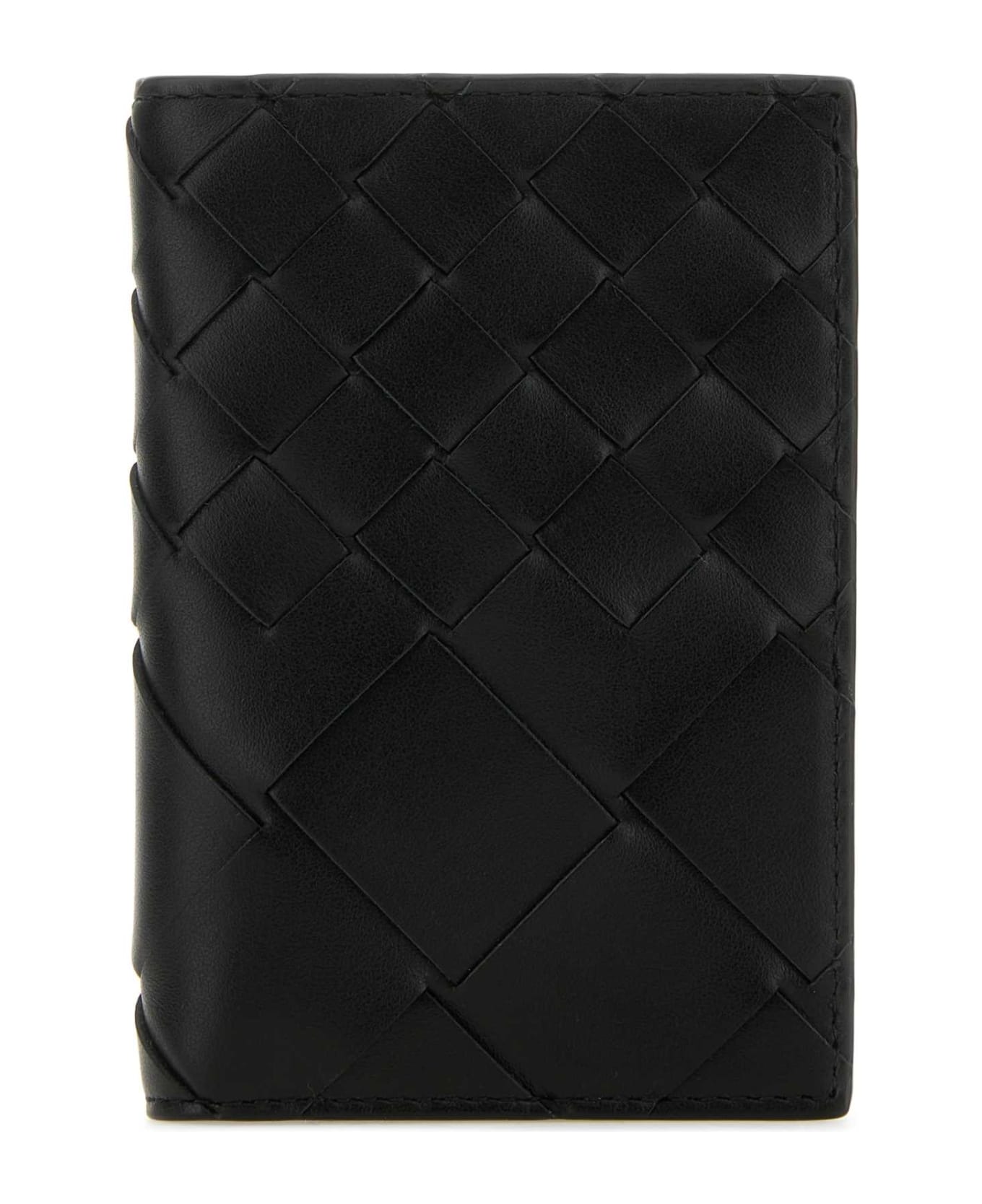 Bottega Veneta Black Leather Intrecciato Card Holder - BLK