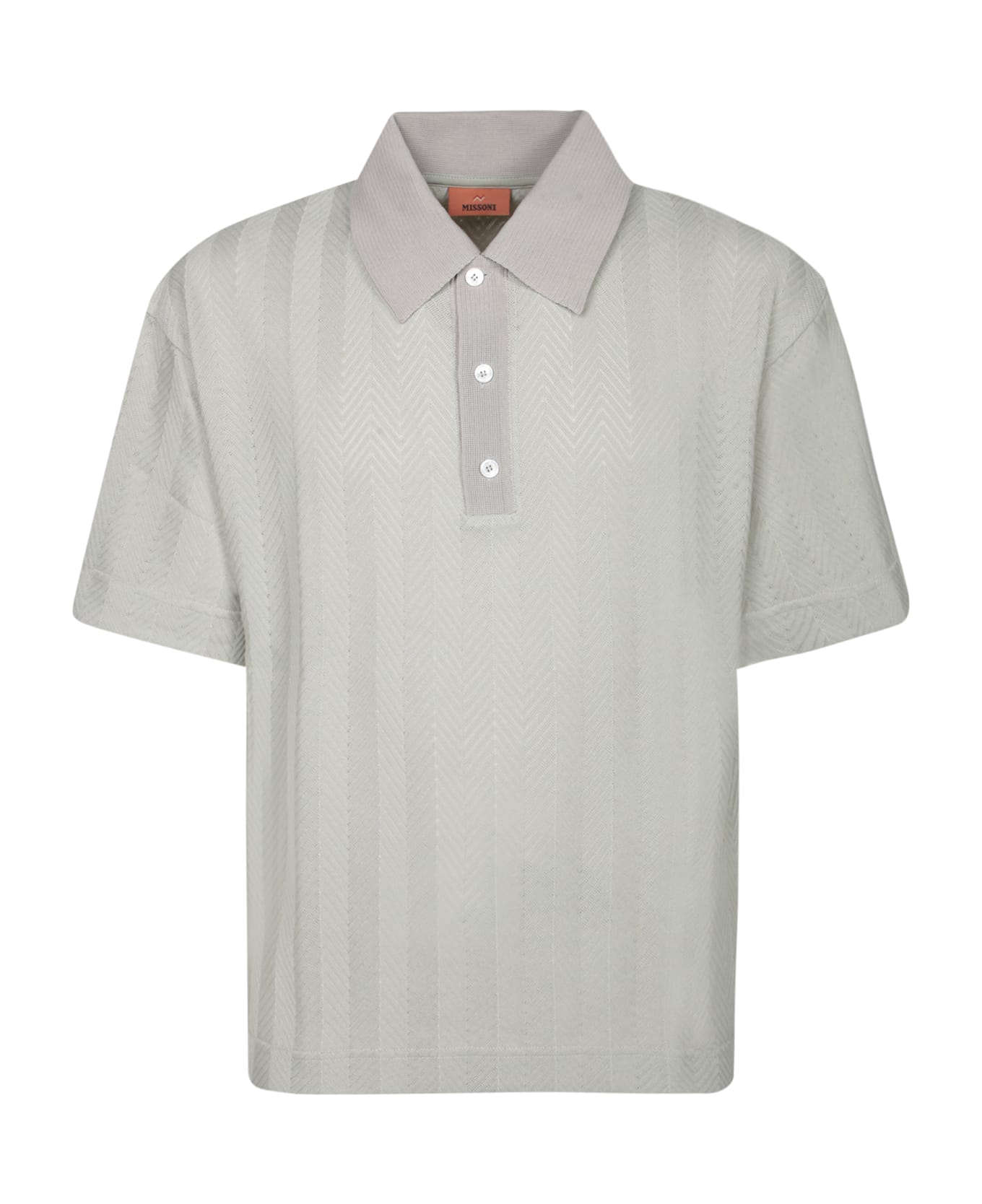 Missoni Tonal Zigzag Beige Polo Shirt - Beige