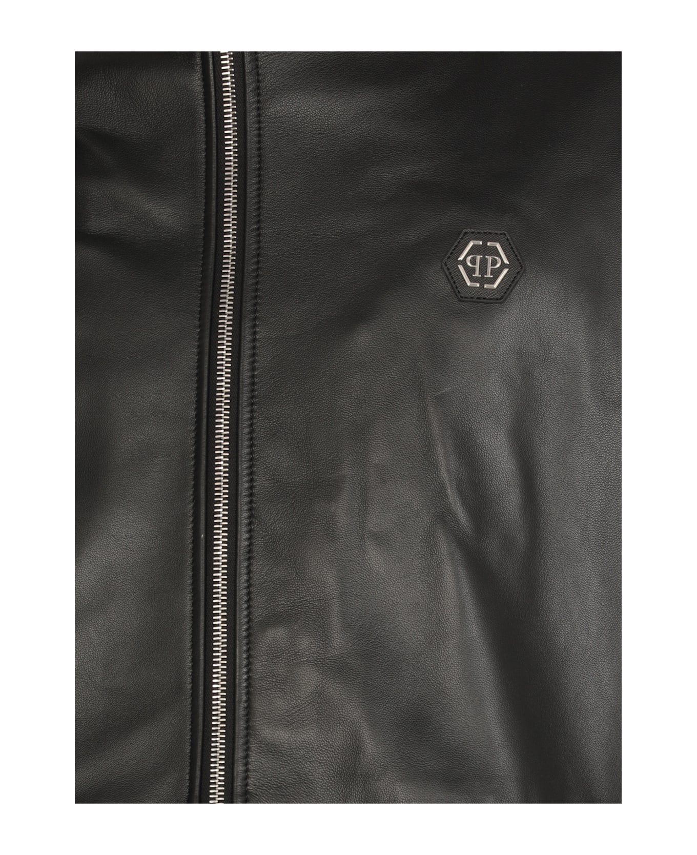 Philipp Plein Leather Jacket - Black