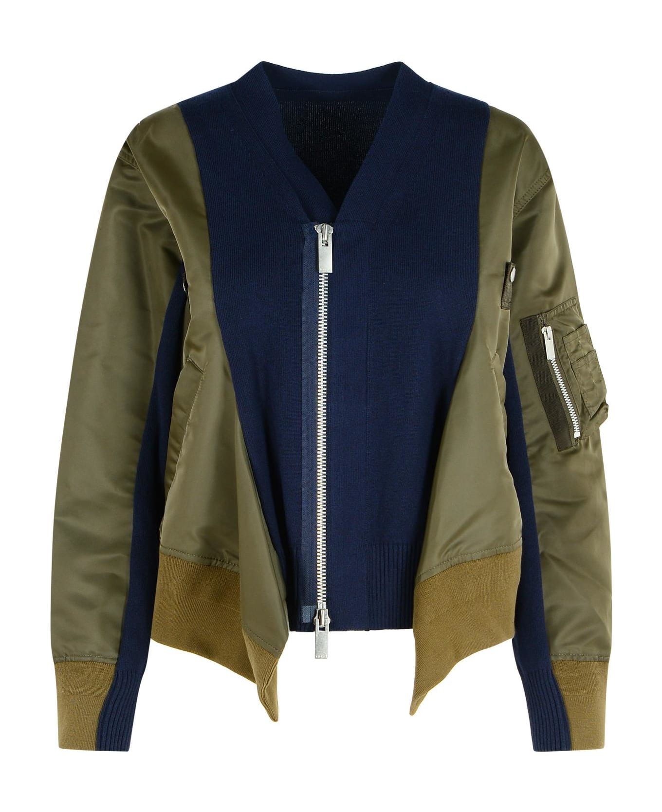 Sacai Green Cotton Blend Jacket - Verde