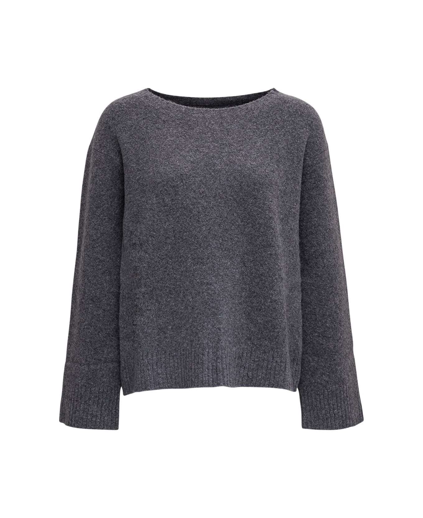 Max Mara Grey Wool Sweater With Boat Neckline Italist Always Like A Sale