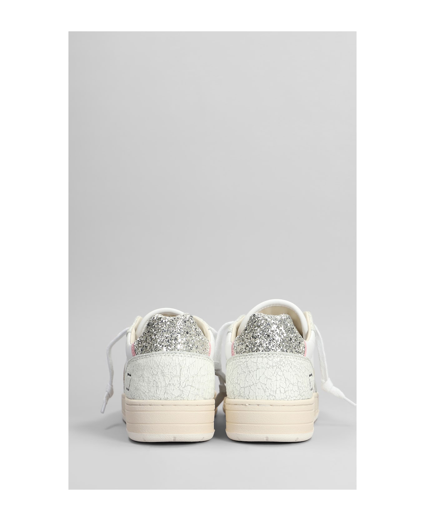 D.A.T.E. Court Shiny Sneakers In White Leather - WHITE, platinum