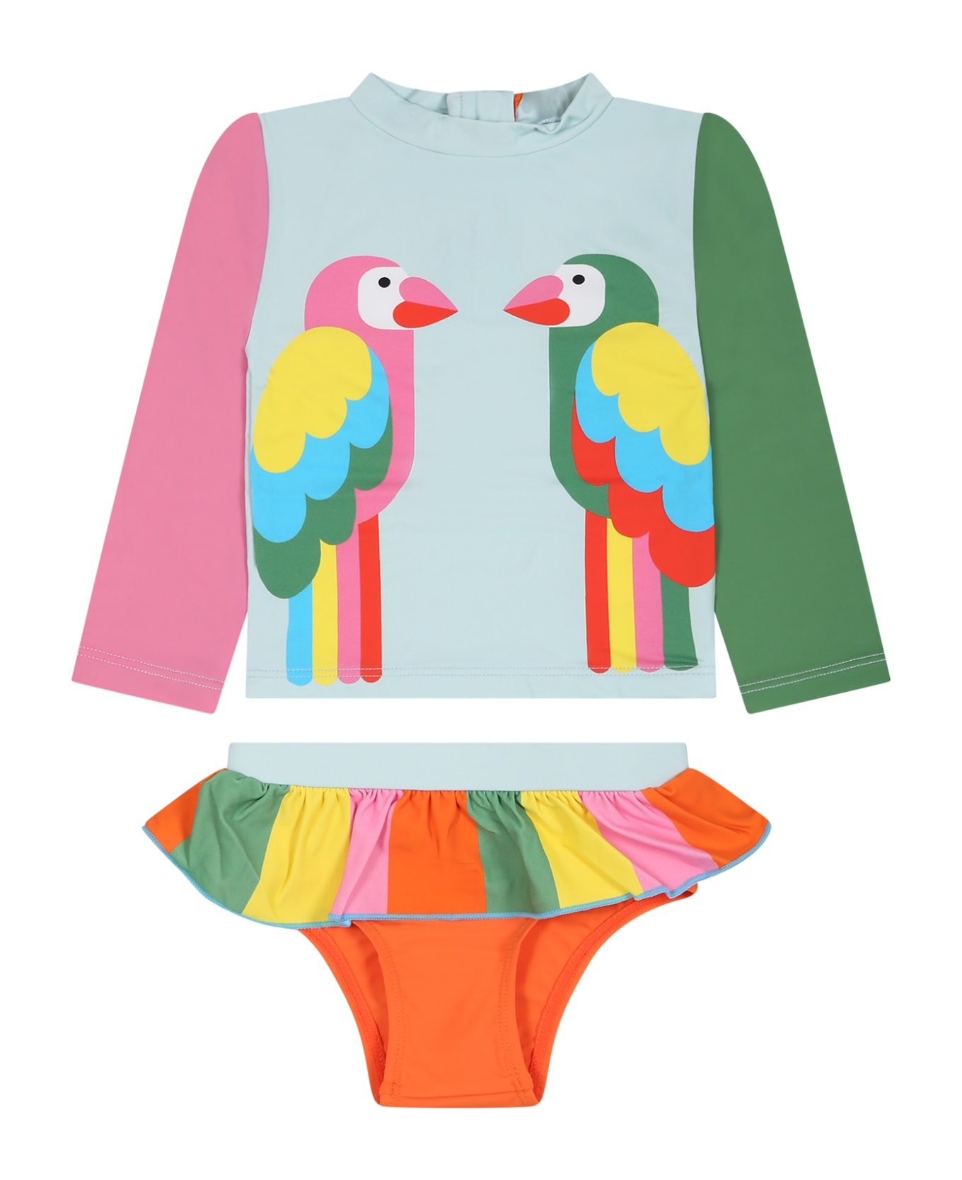 Stella McCartney Kids Multicolor Set For Baby Girl With Parrots Print - Multicolor Tシャツ＆ポロシャツ
