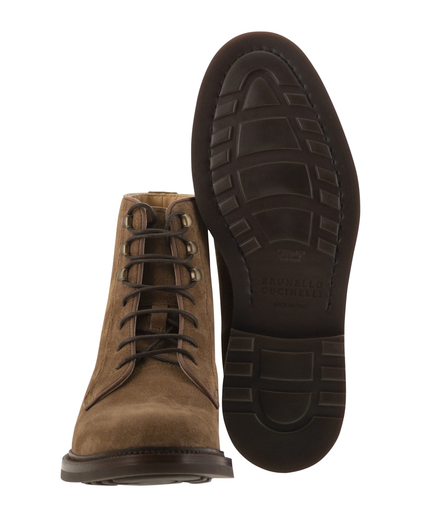 Brunello Cucinelli Suede Lace-up Boot - Hazelnut