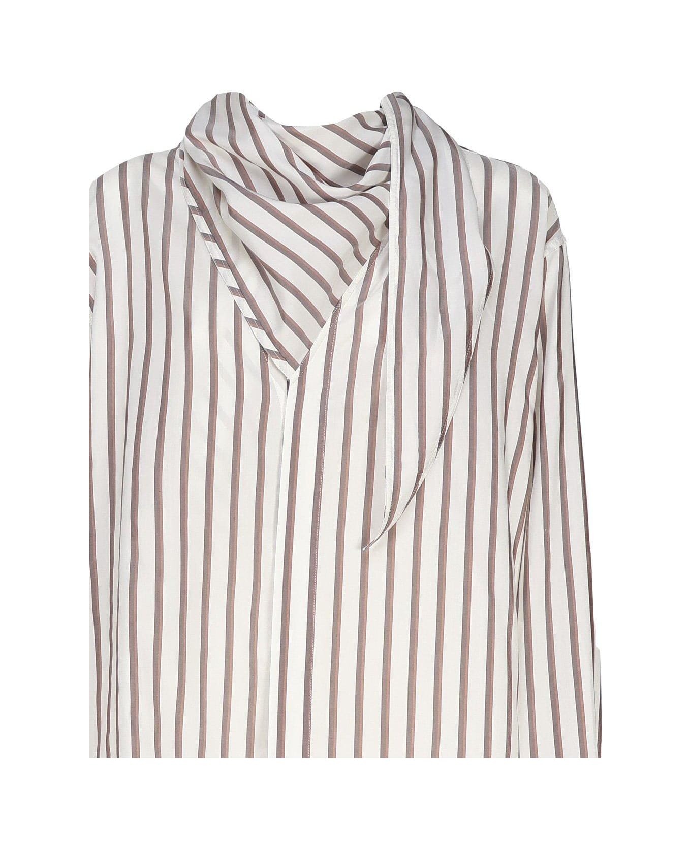 Bottega Veneta Striped Shirt - White, brown, chestnut