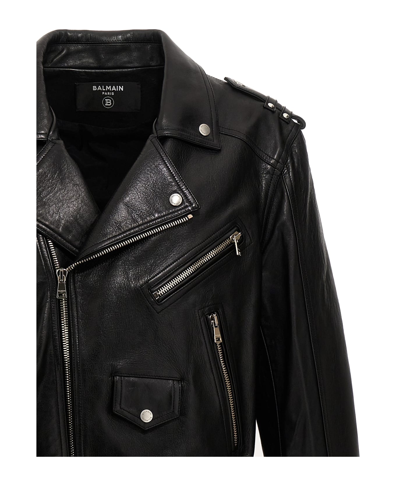 Balmain Leather Biker Jacket - Black ジャケット