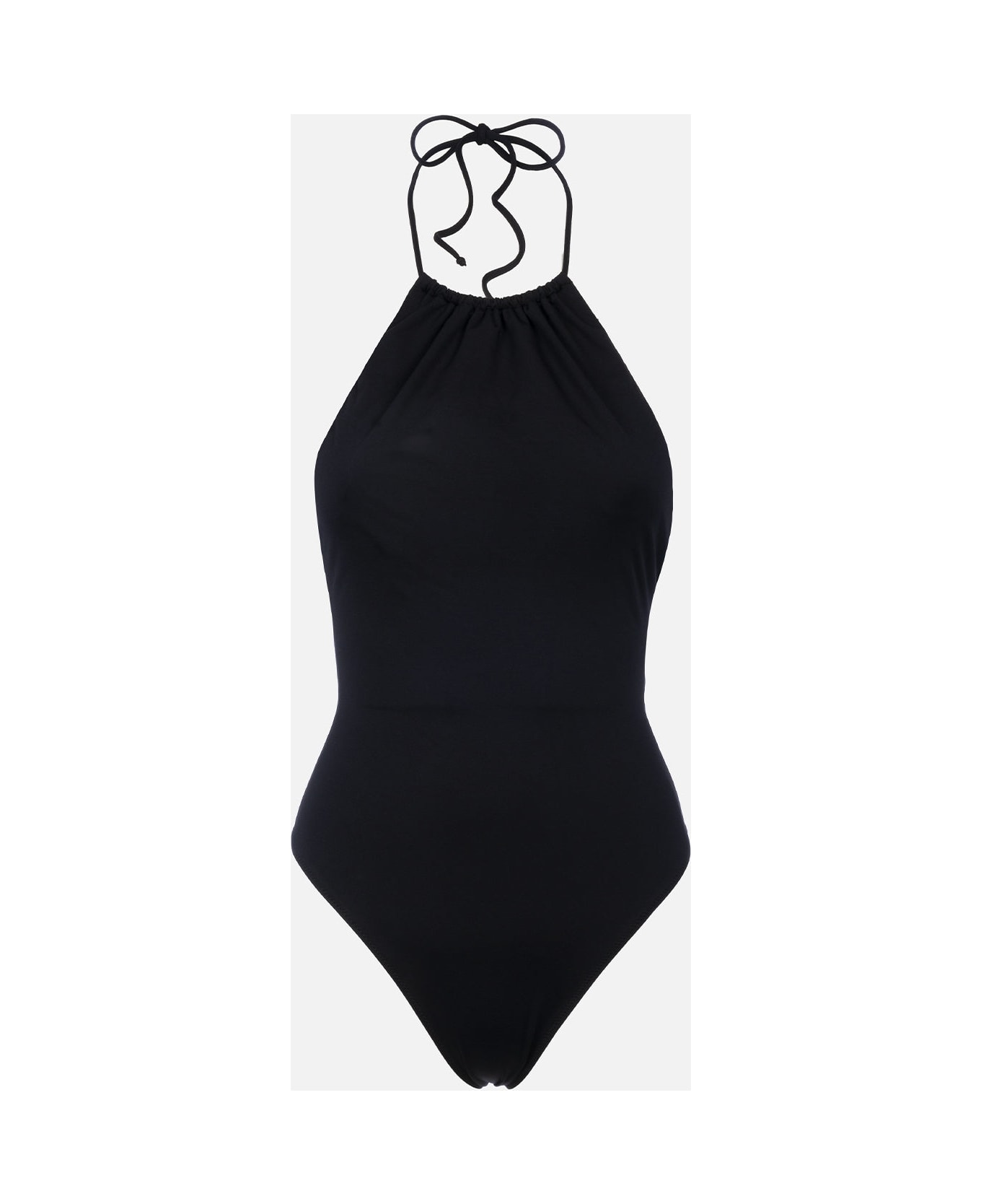 MC2 Saint Barth Woman Black Halter Neck One Piece Swimsuit - BLACK